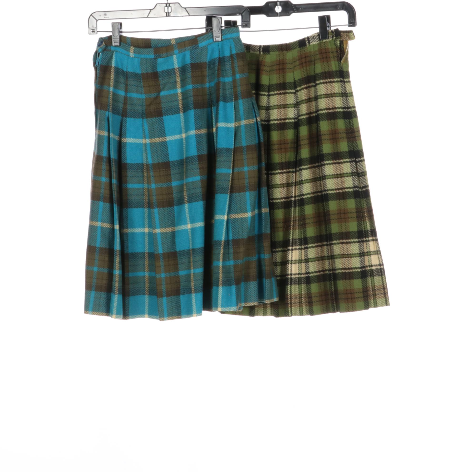 Plaid and Houndstooth Wool Skirts