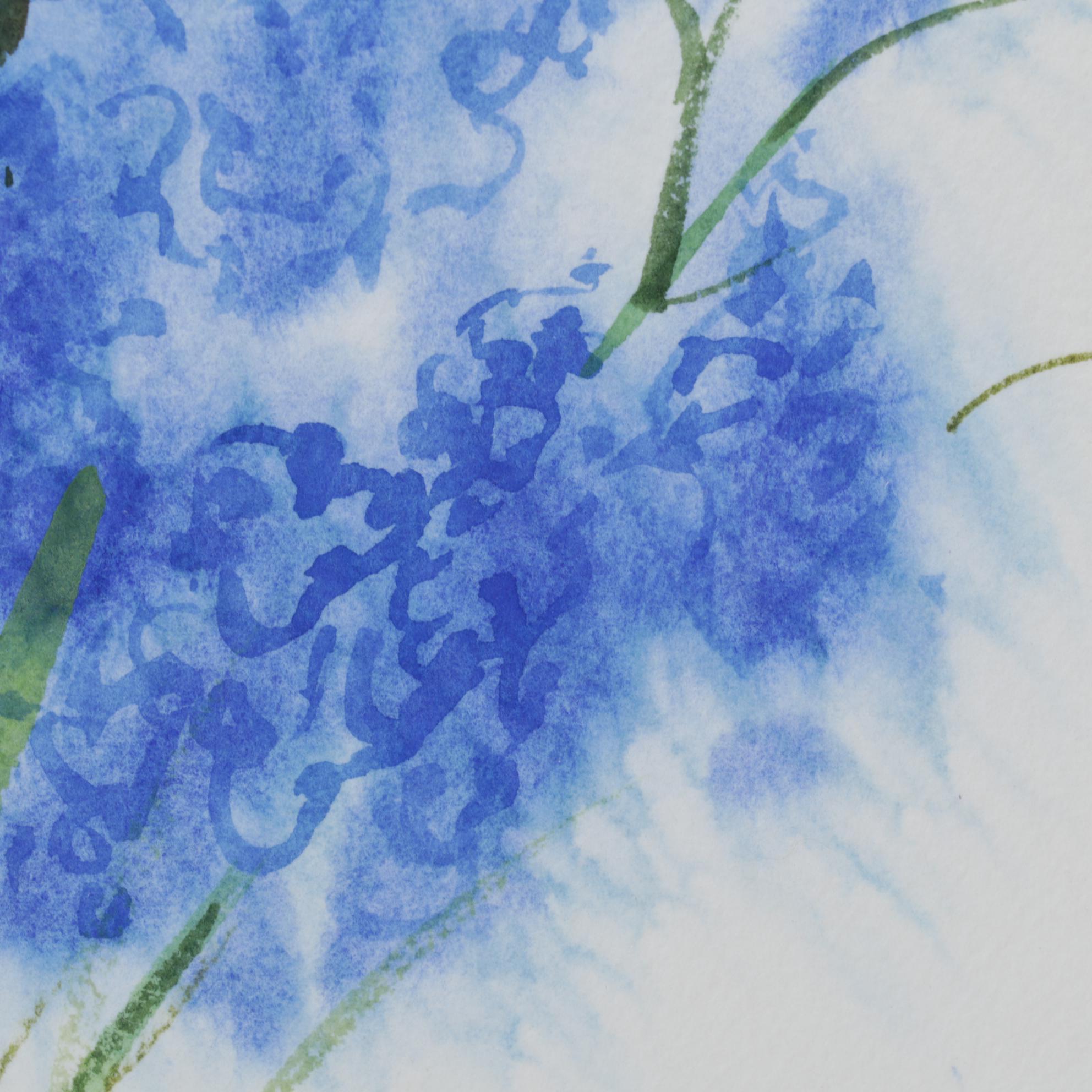 Color Lithograph After P. de Longpré "Spring Favorites" With Watercolor Painting