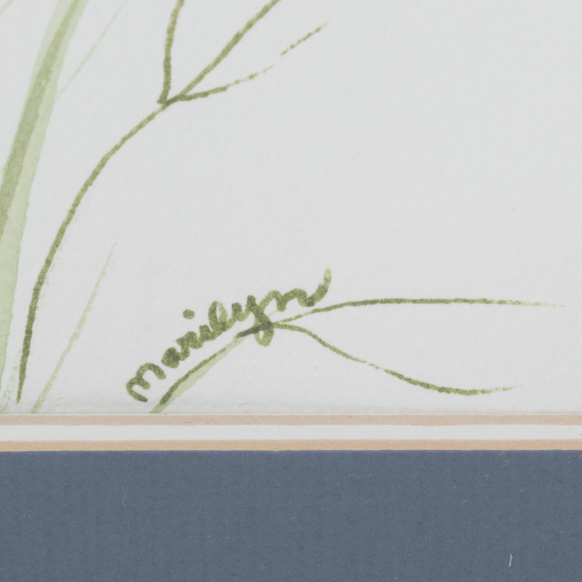 Color Lithograph After P. de Longpré "Spring Favorites" With Watercolor Painting