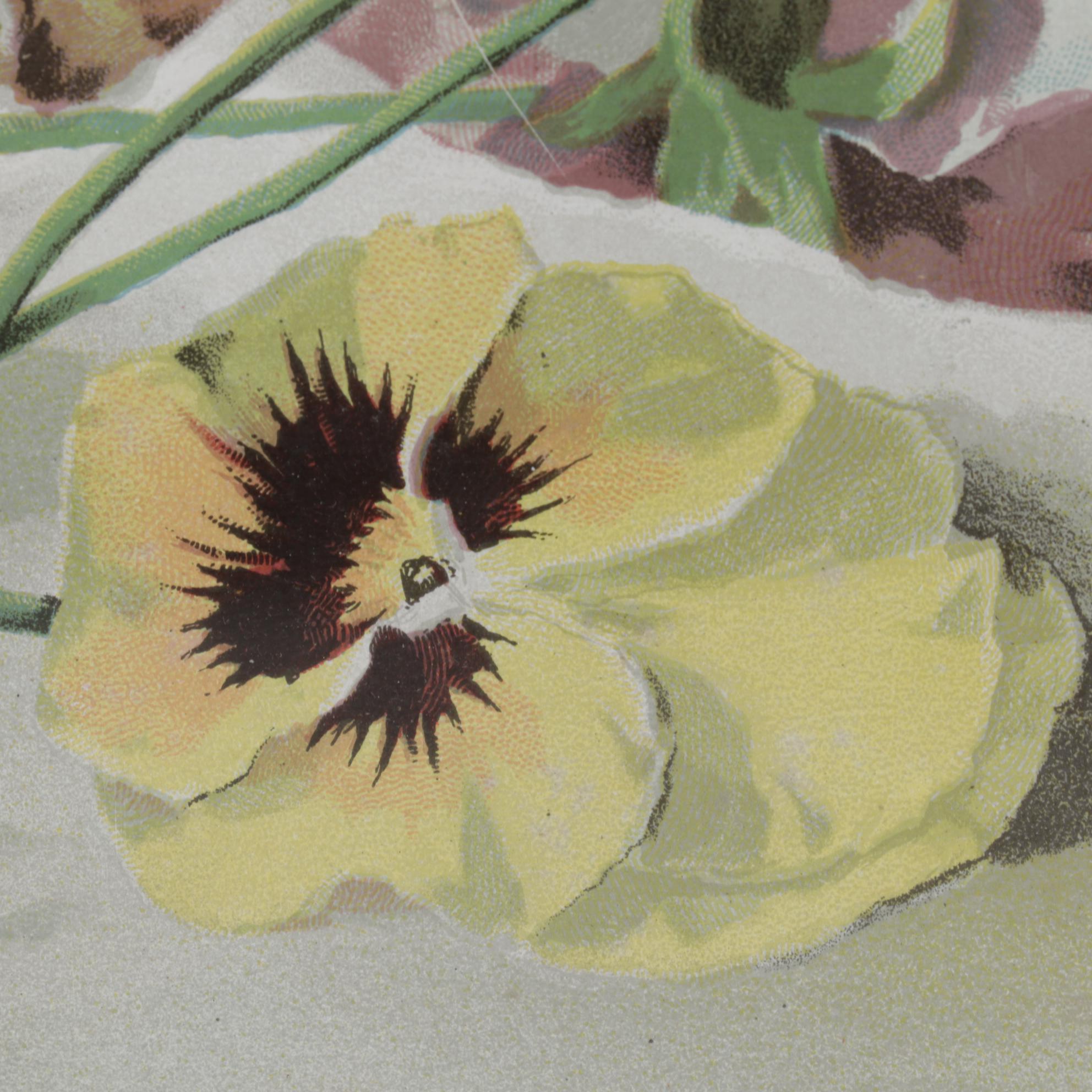 Color Lithograph After P. de Longpré "Spring Favorites" With Watercolor Painting