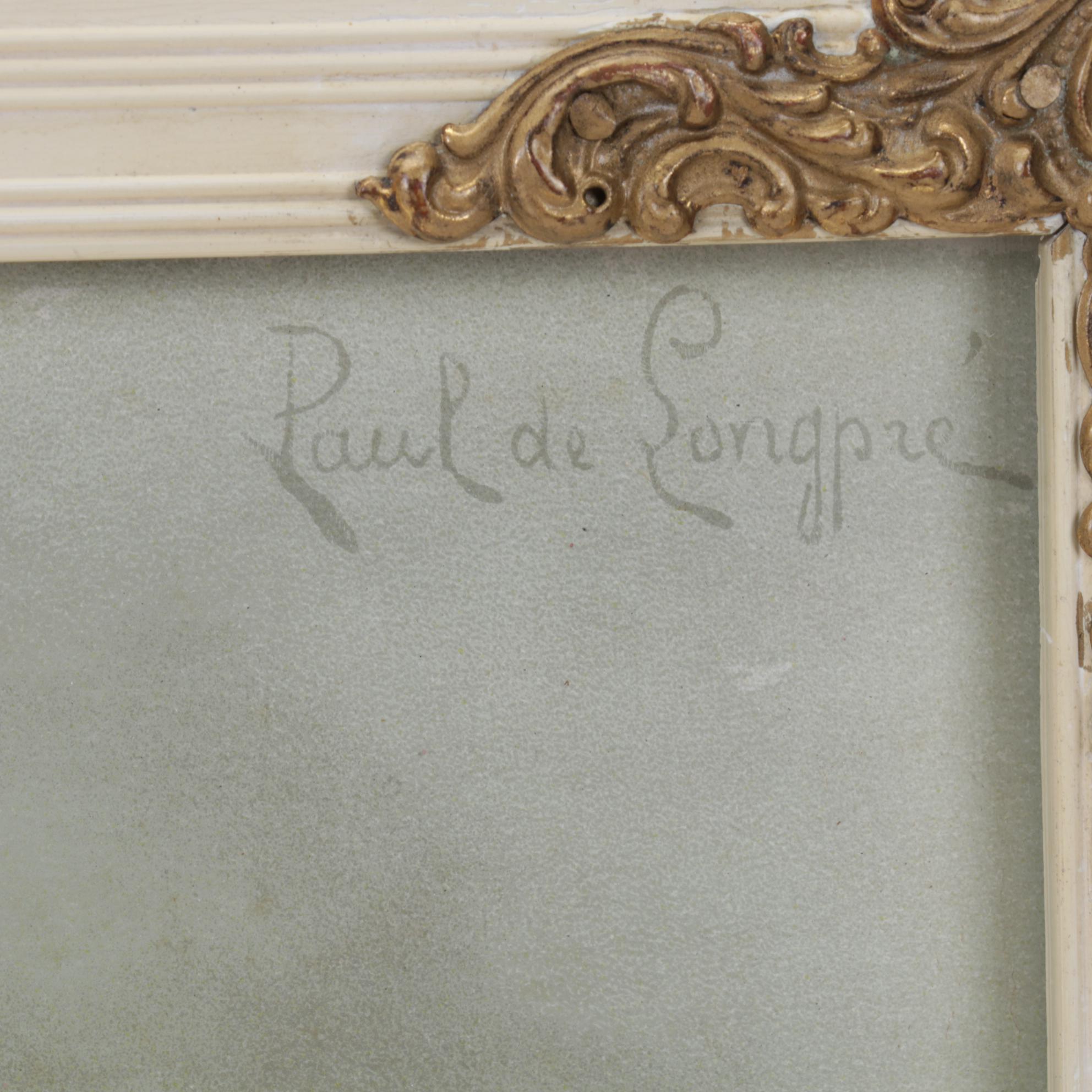 Color Lithograph After P. de Longpré "Spring Favorites" With Watercolor Painting