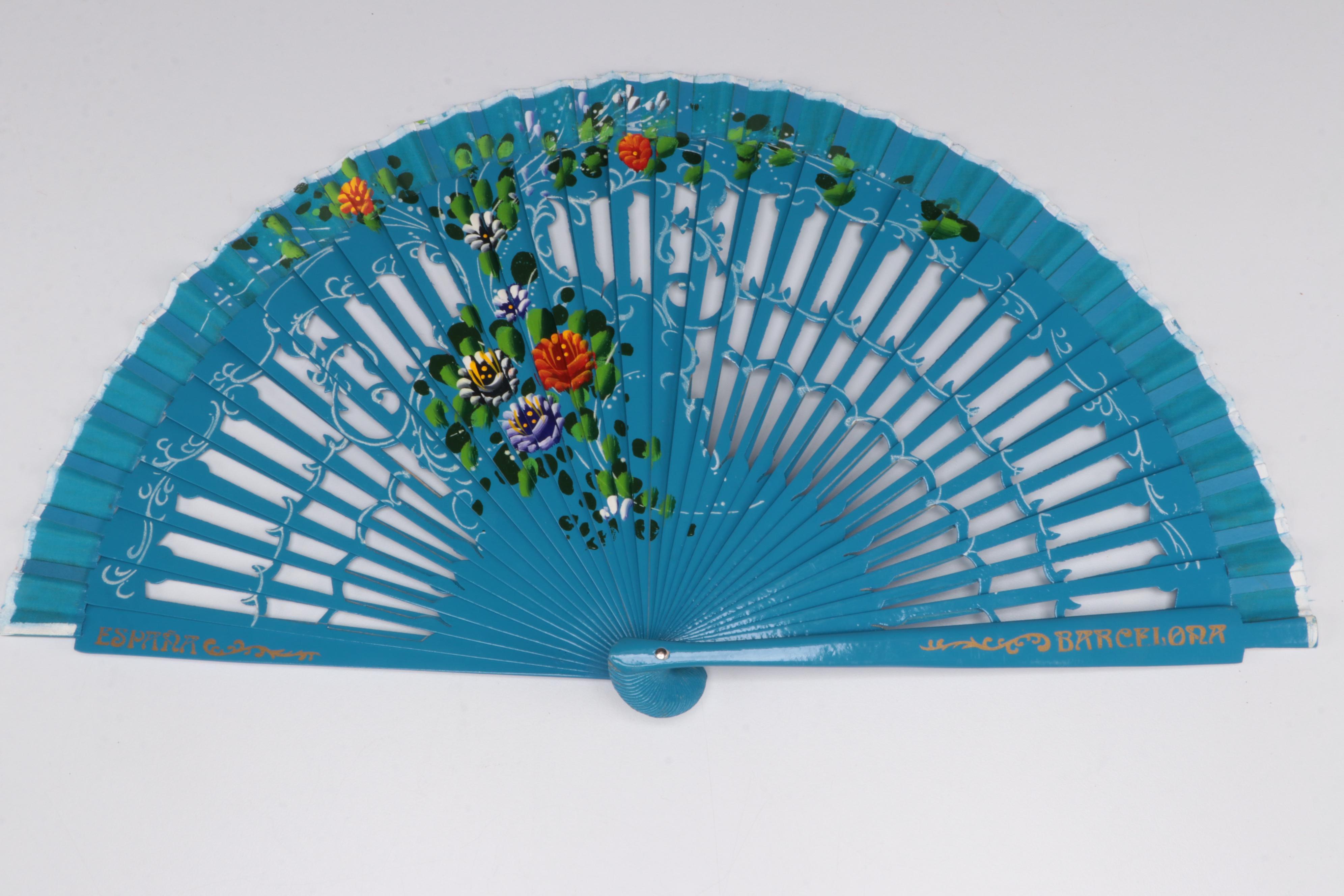 Pressed Glass Candlesticks With Iridescent Art Glass Bowl and Hand Fans