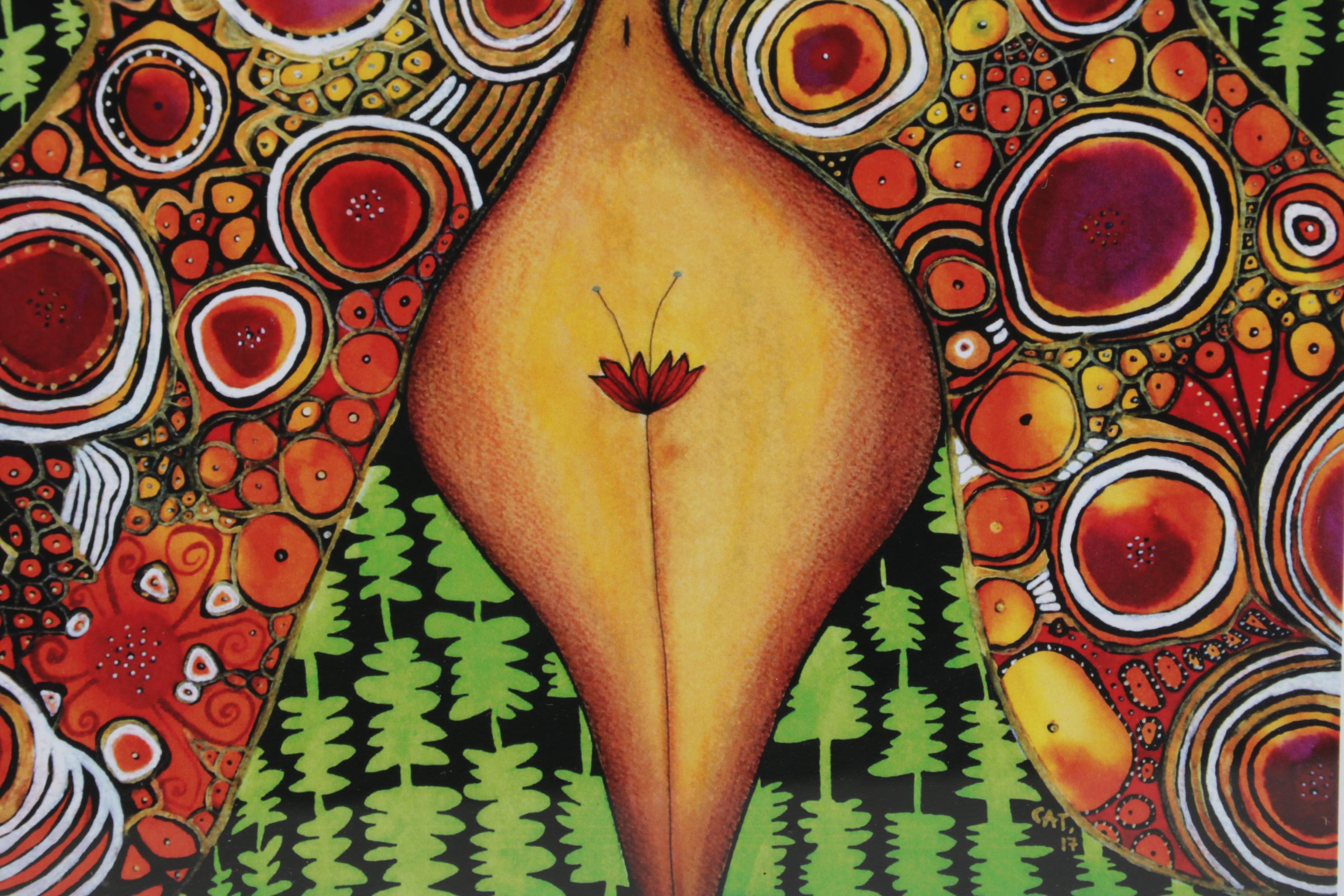 Folk Art Offset Lithograph "Mariposa," 21st Century