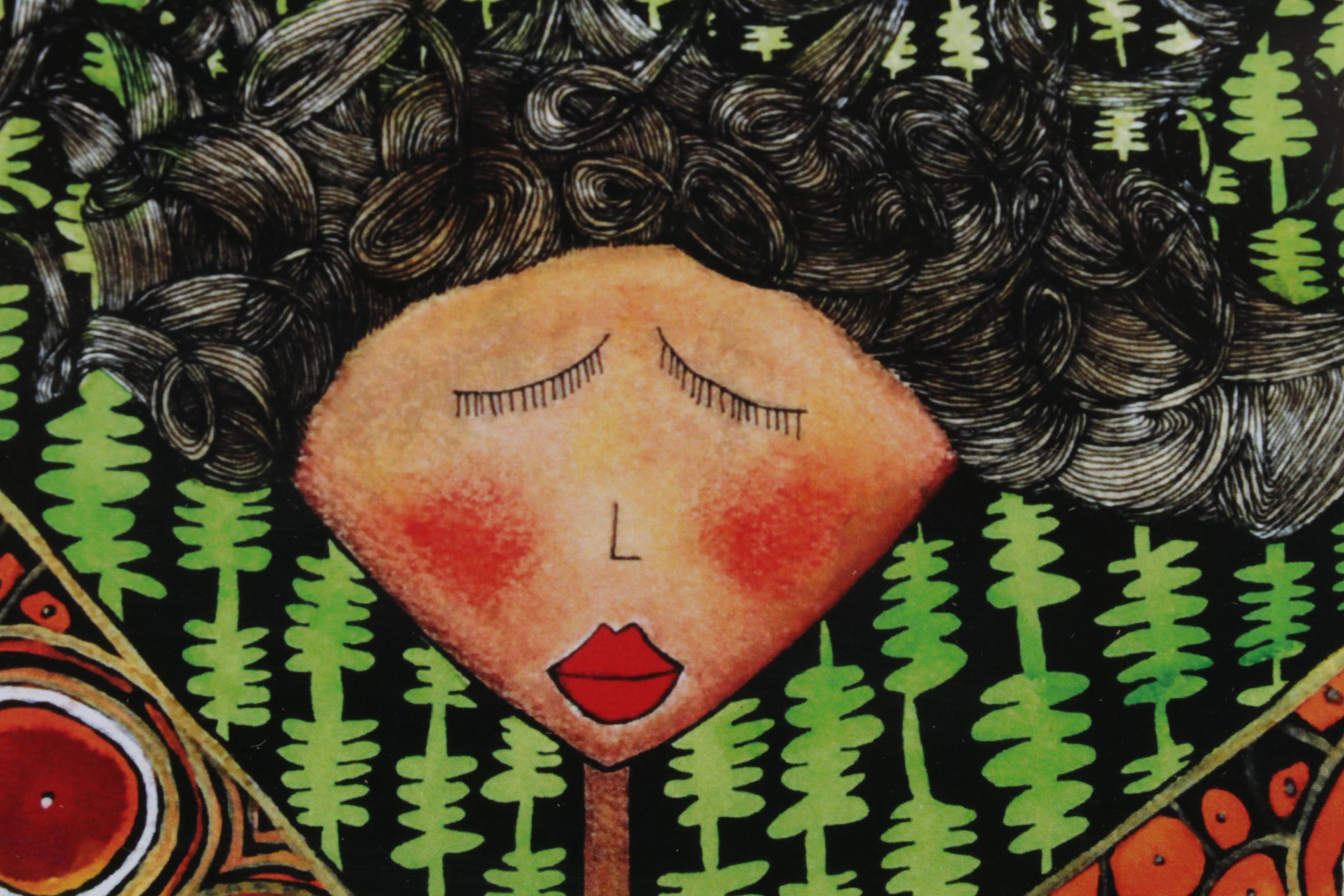 Folk Art Offset Lithograph "Mariposa," 21st Century