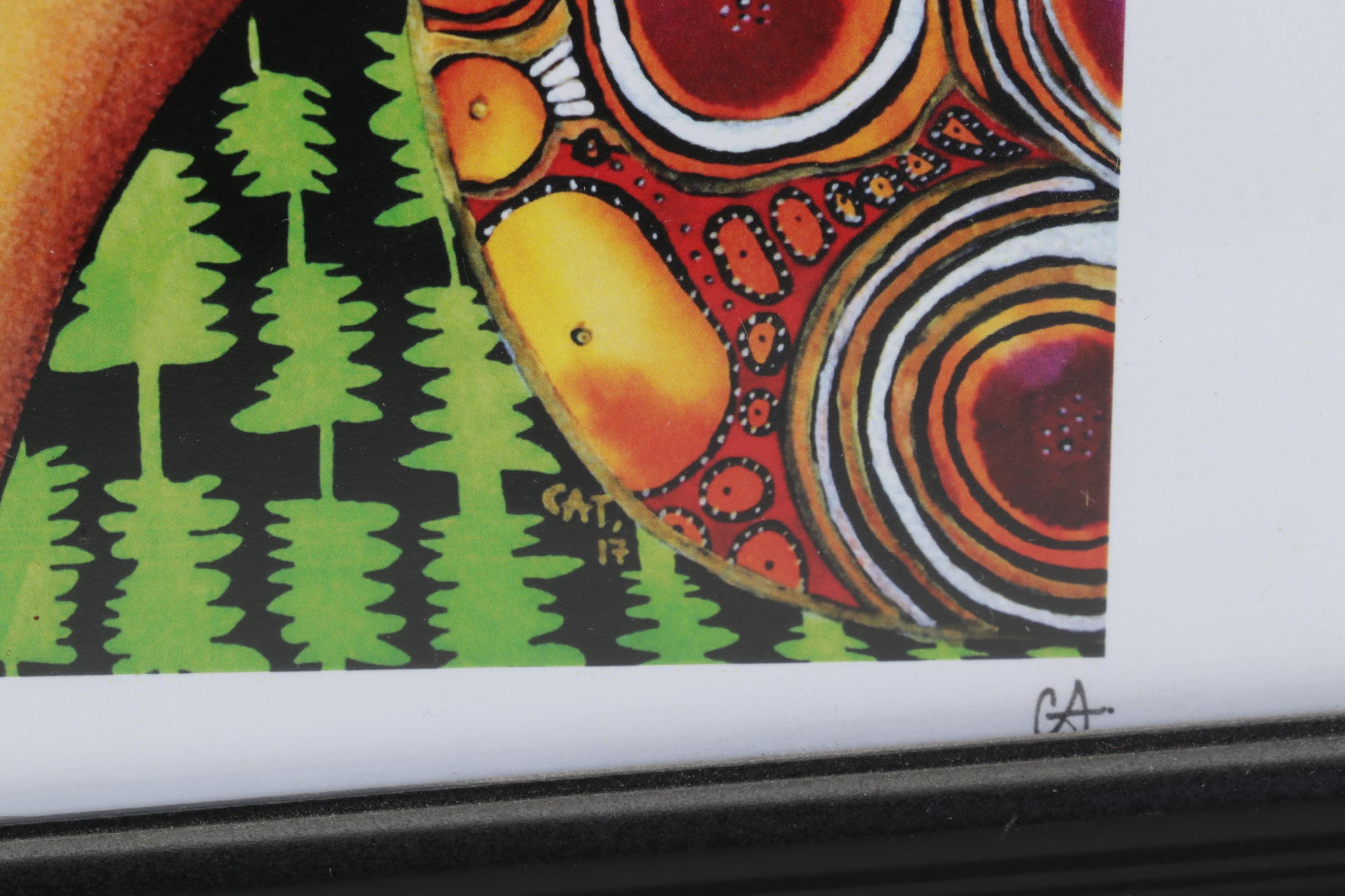 Folk Art Offset Lithograph "Mariposa," 21st Century