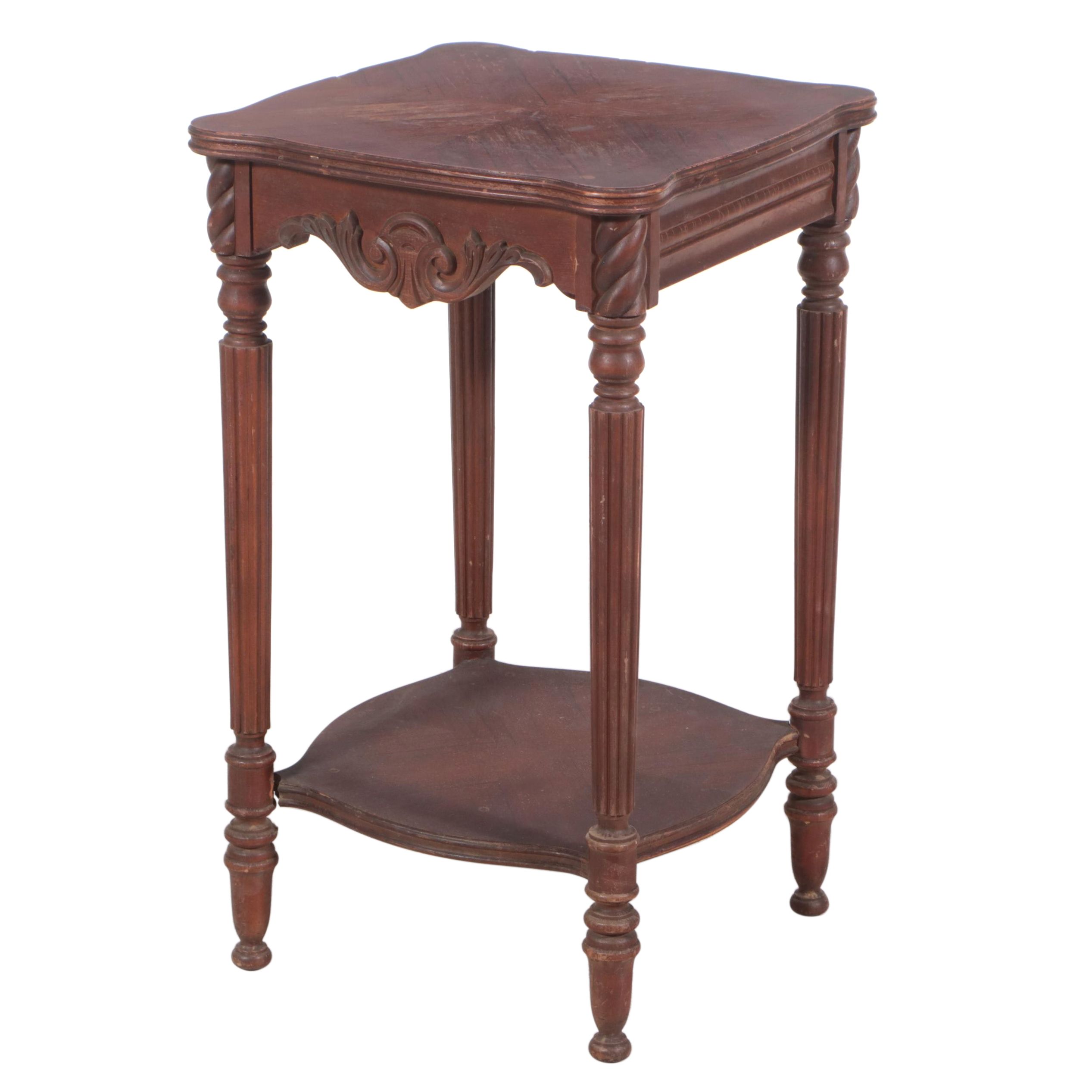 Neoclassical Style Walnut and Hardwood Stand, Mid-20th Century