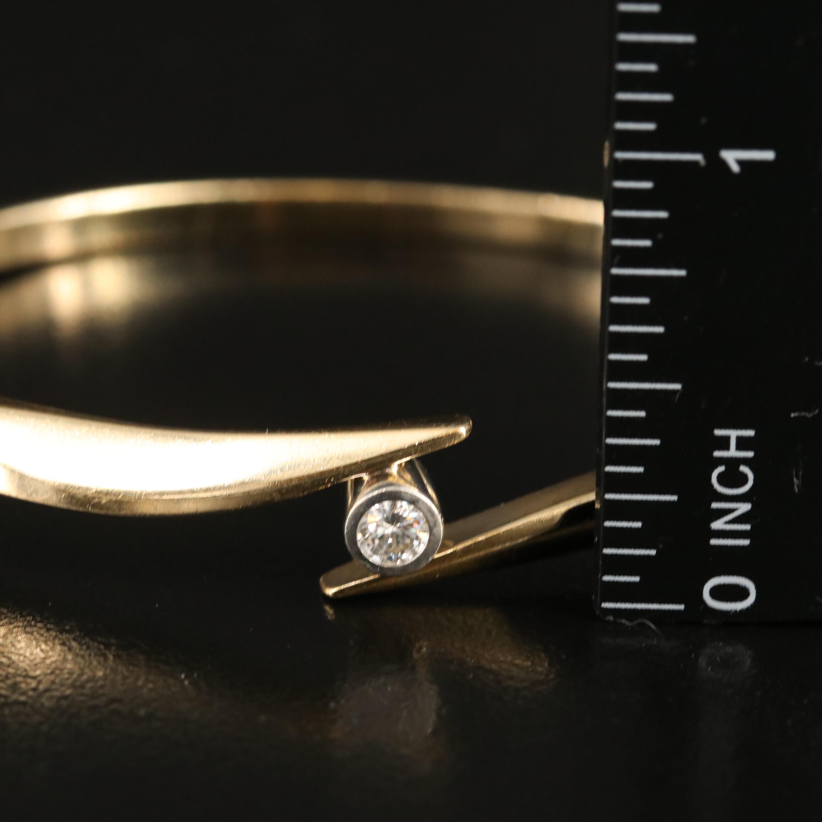 14K 0.22 CT Diamond Bypass Hinged Bangle