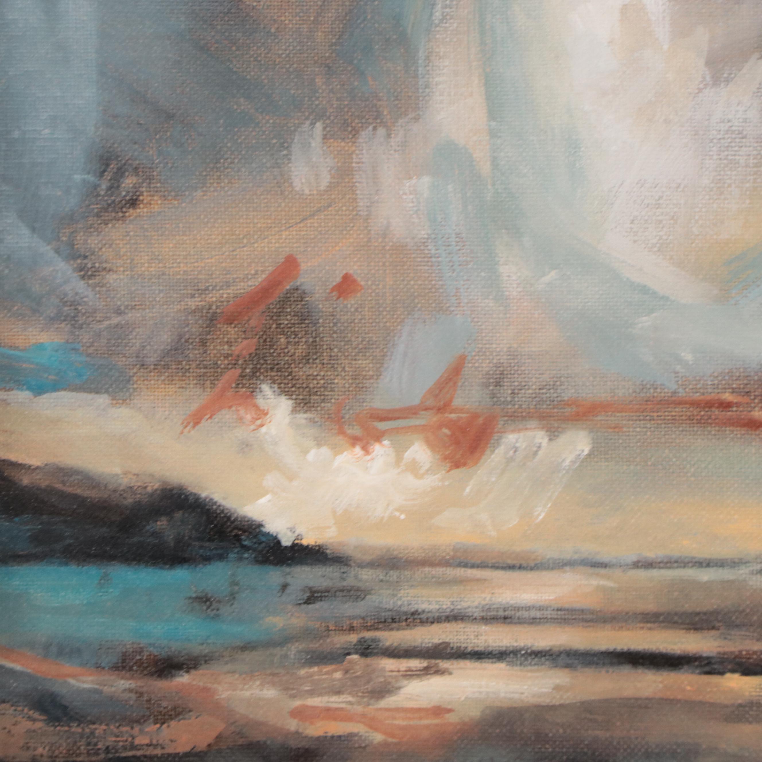 Oil Painting of Coastal Landscape, 21st Century