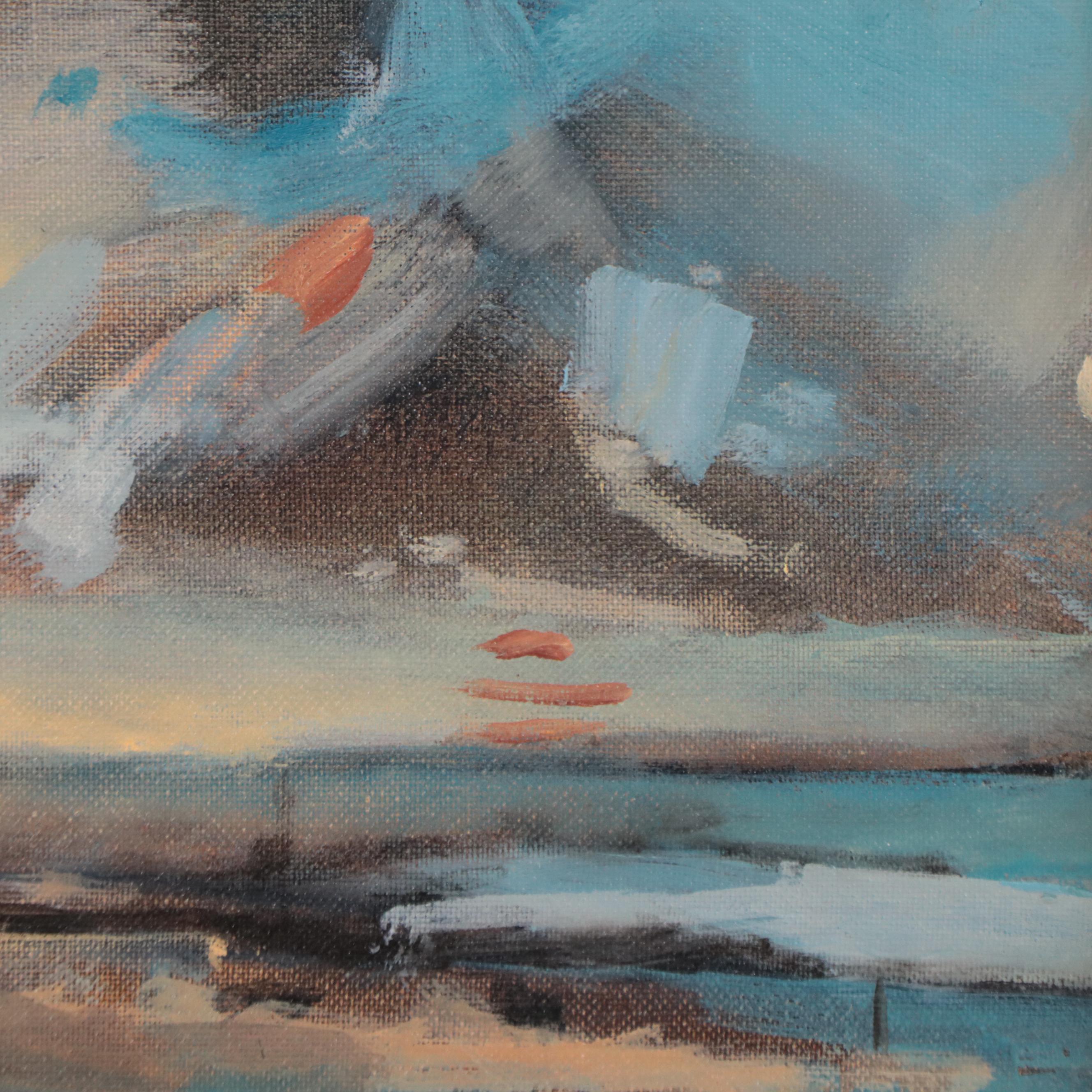 Oil Painting of Coastal Landscape, 21st Century