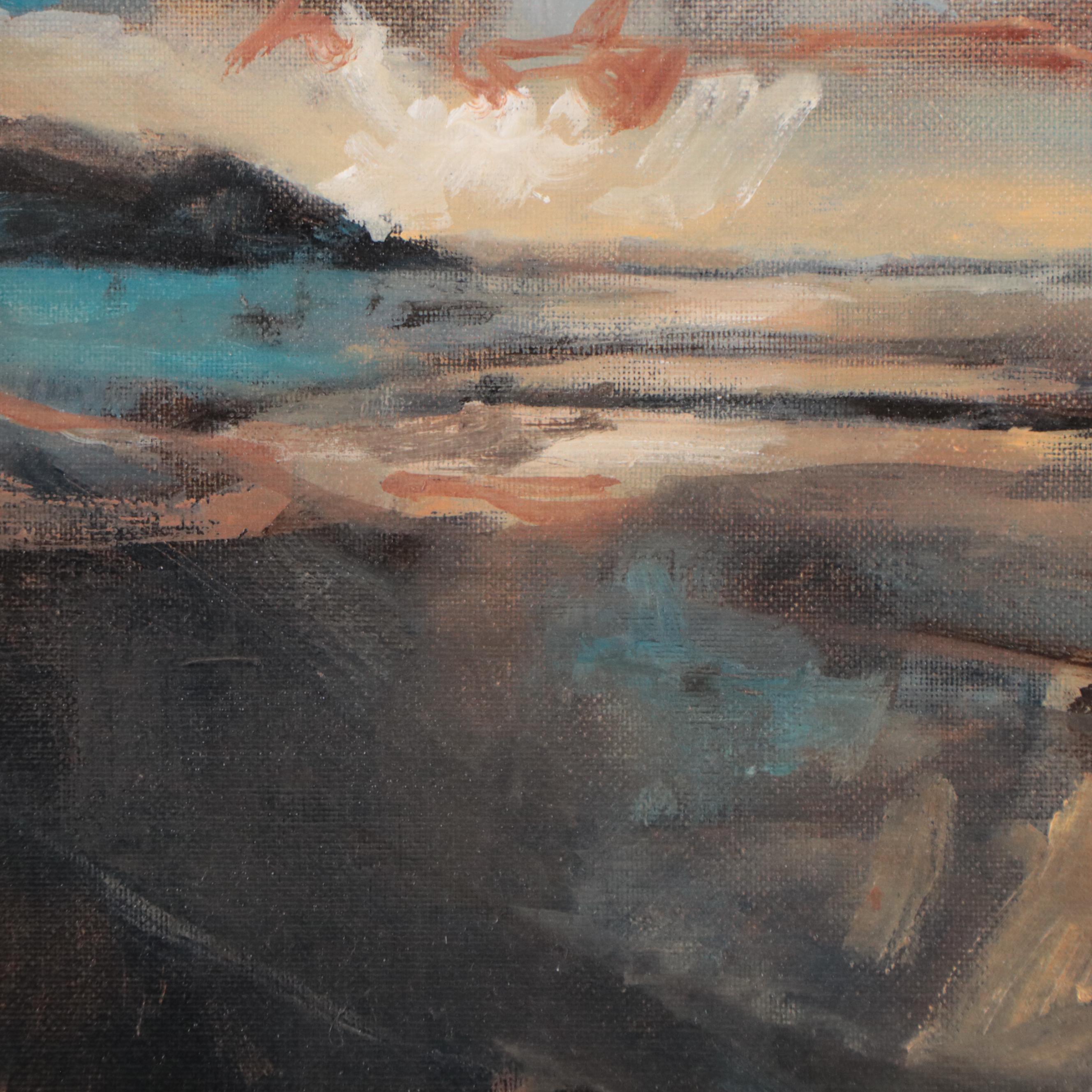Oil Painting of Coastal Landscape, 21st Century