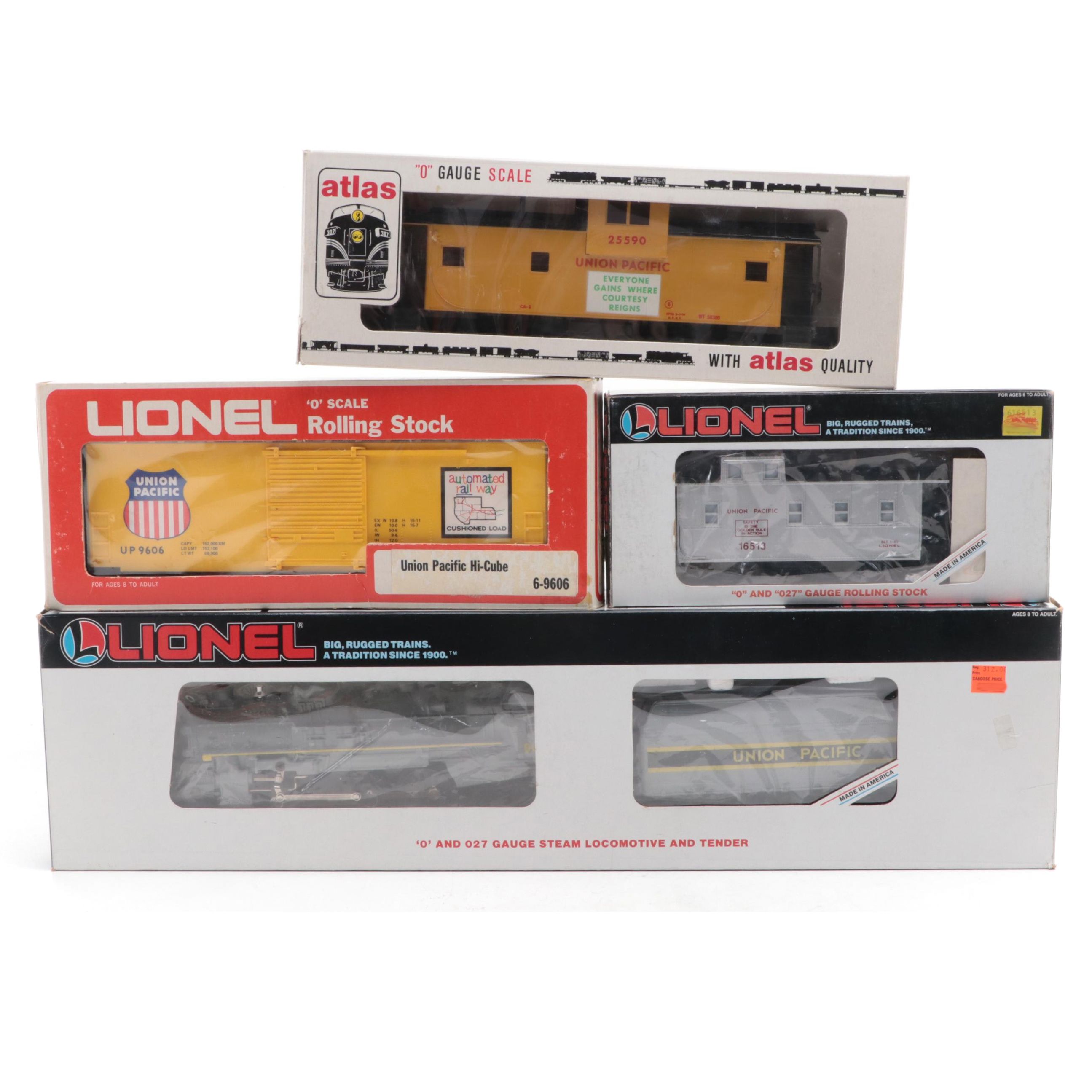 Lionel Union Pacific Locomotive and Tender with Hi-Cube and Cabooses