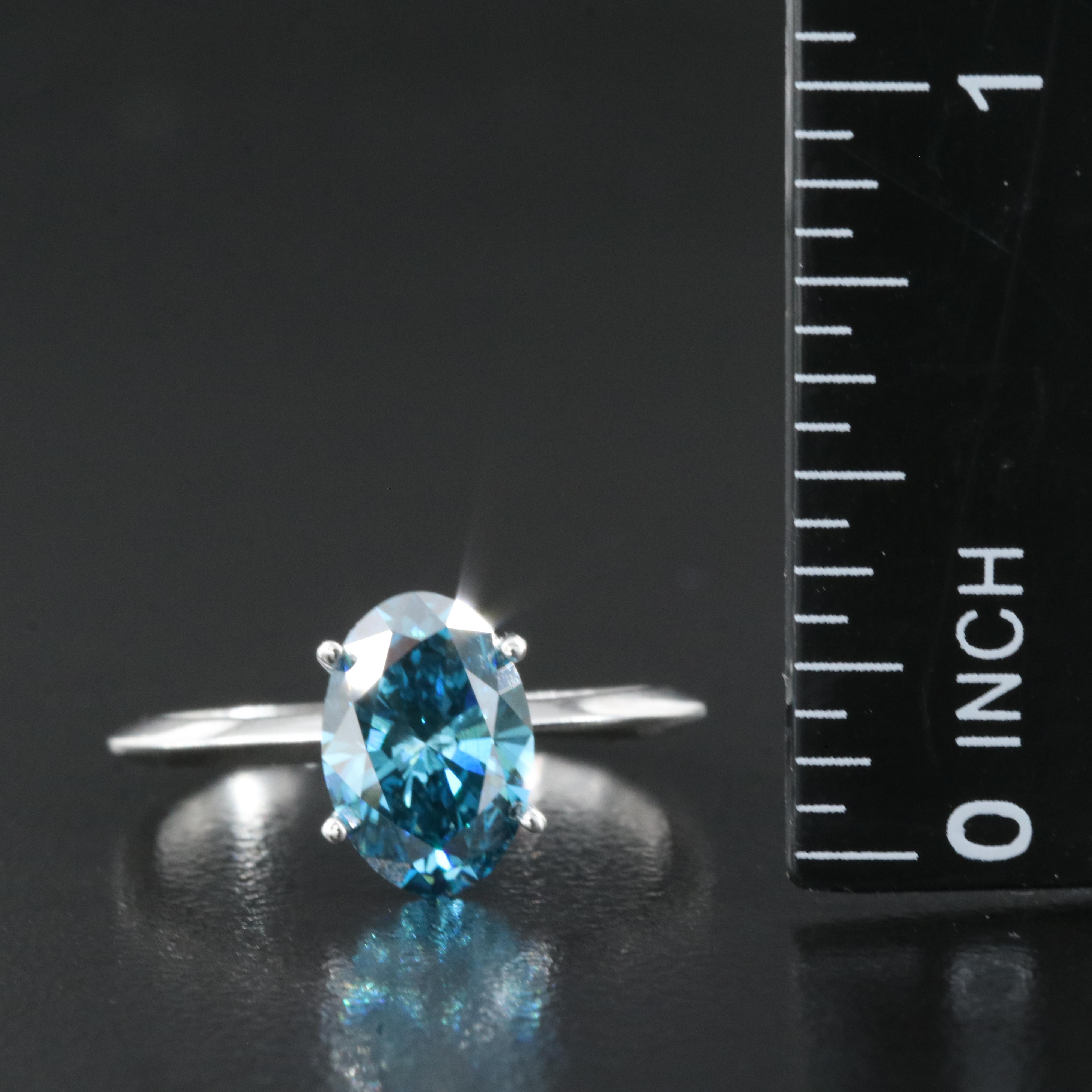 14K 2.03 CT Fancy Dark Blue Diamond Solitaire Ring