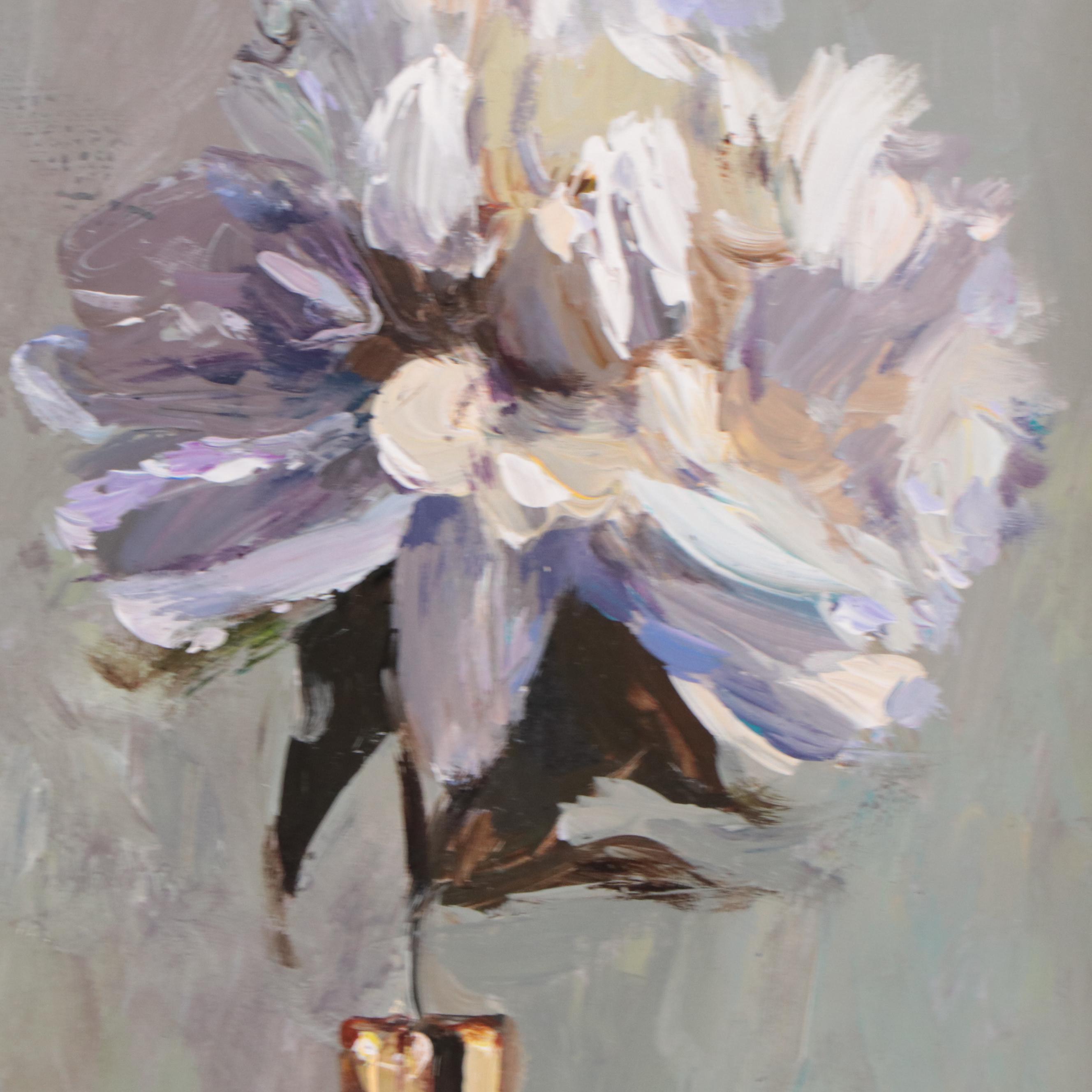 Adam Deda Oil Painting of Floral Still Life "White and Gold," 2023