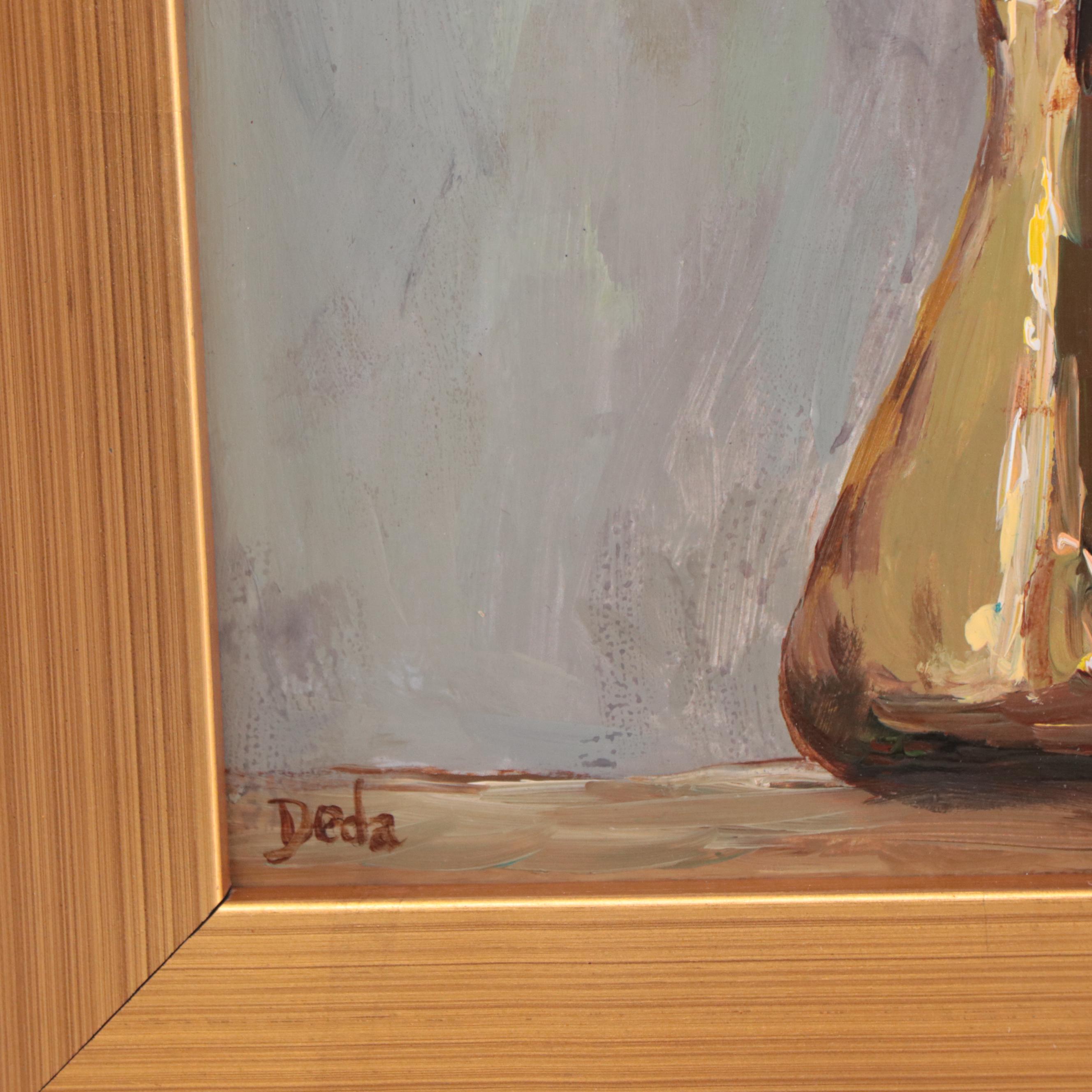 Adam Deda Oil Painting of Floral Still Life "White and Gold," 2023