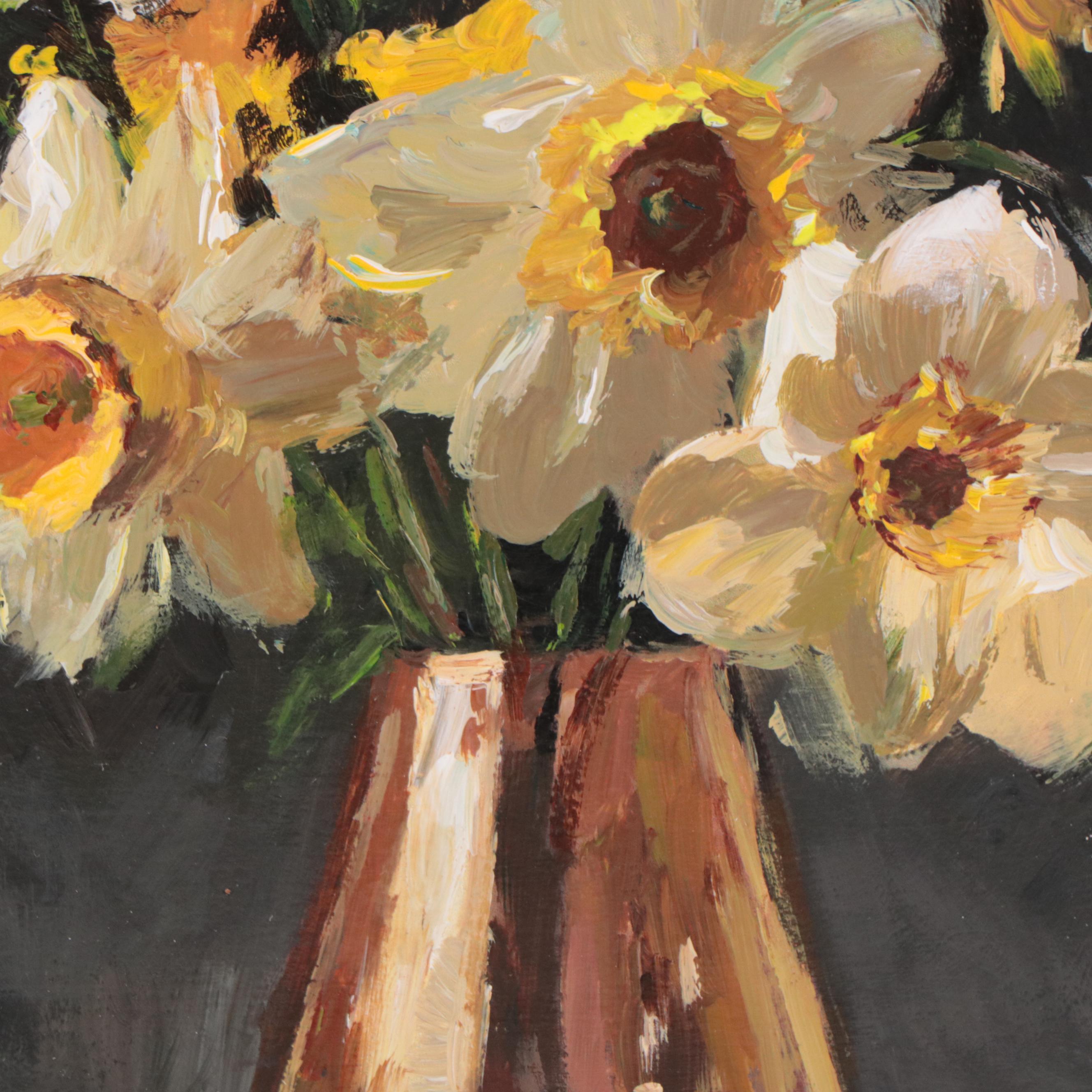 Adam Deda Oil Painting of Floral Still Life "White Daffodils," 2022