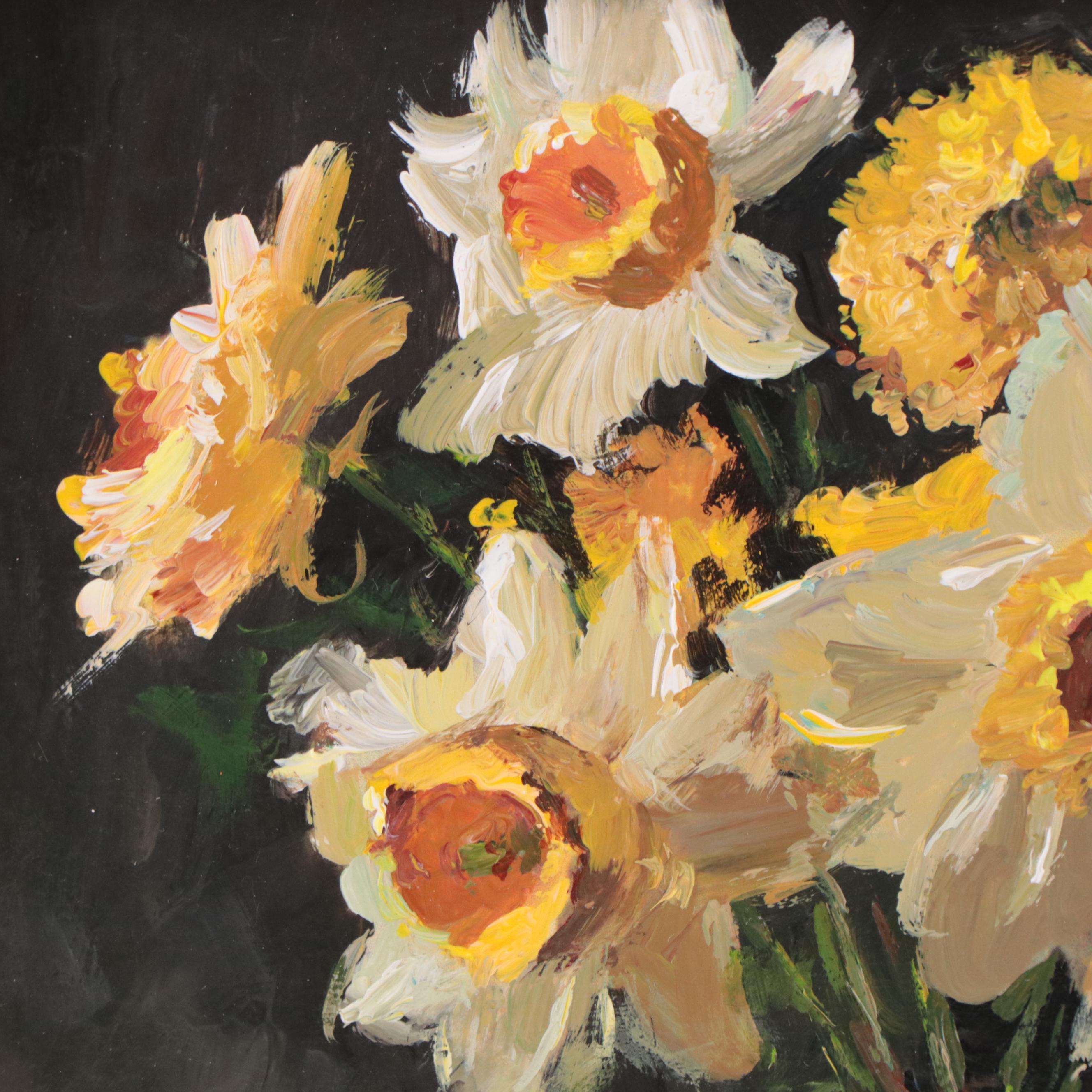 Adam Deda Oil Painting of Floral Still Life "White Daffodils," 2022