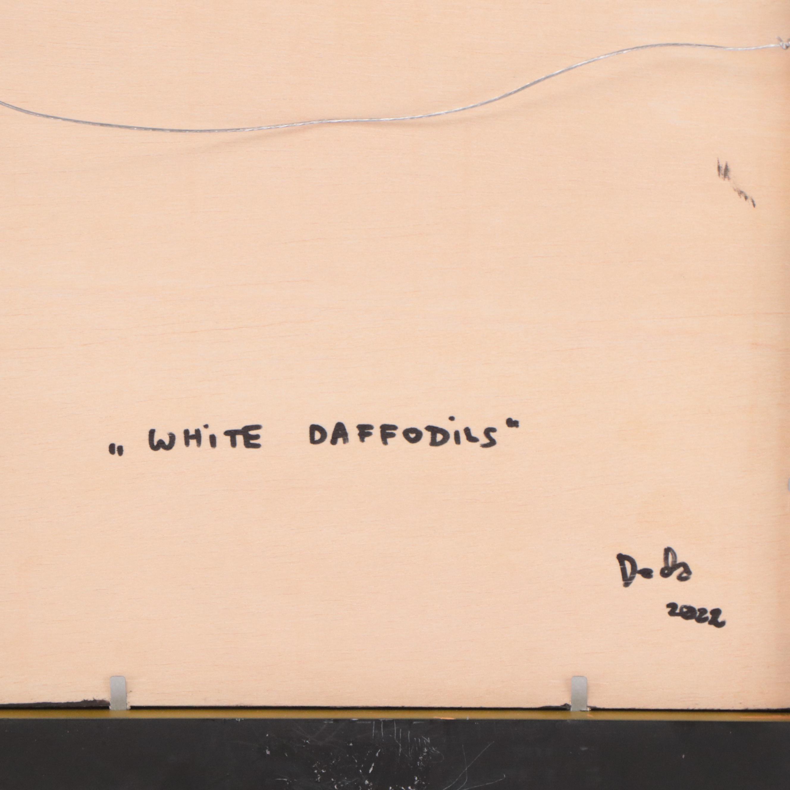 Adam Deda Oil Painting of Floral Still Life "White Daffodils," 2022