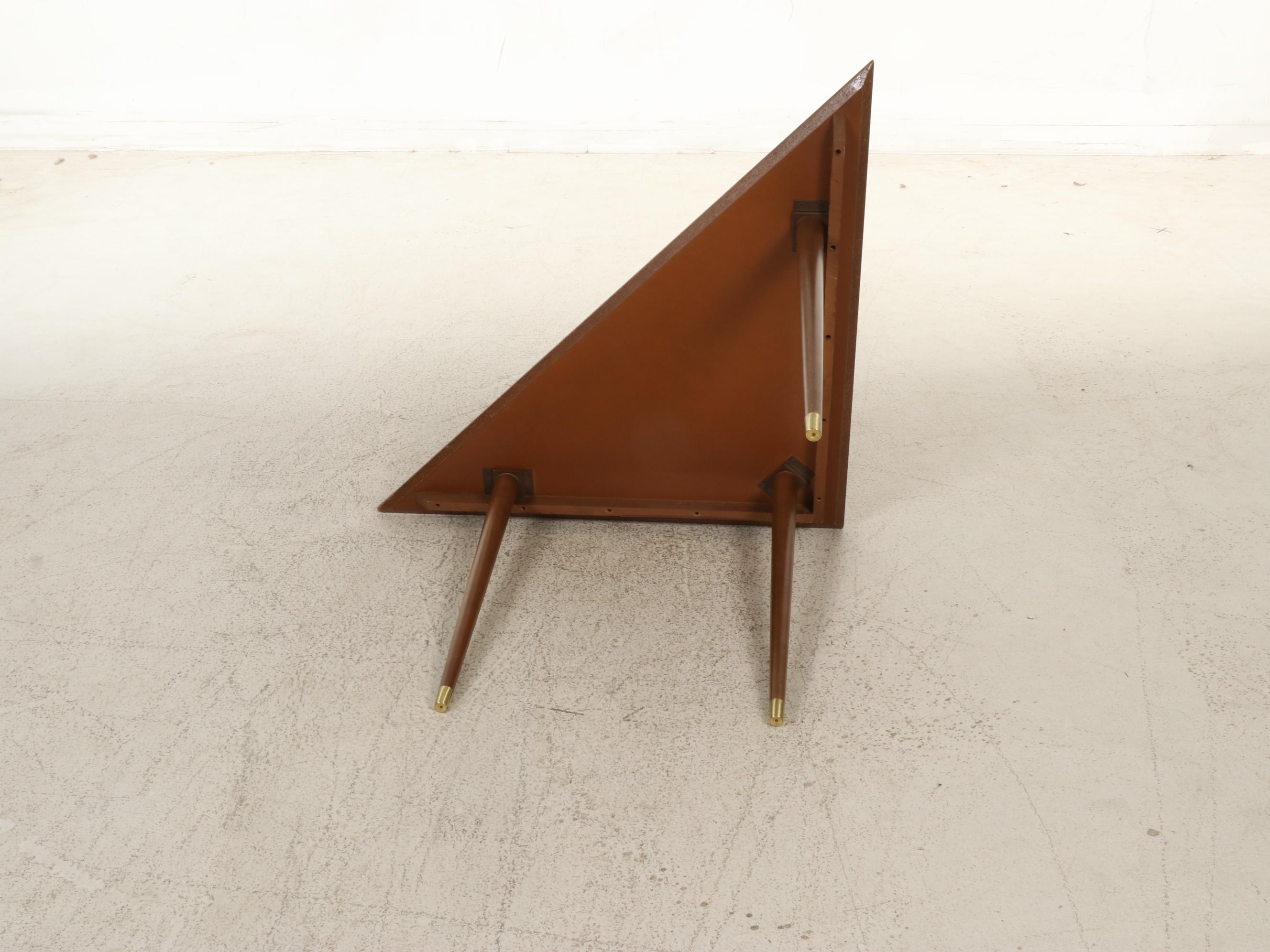 Modern Triangular Wooden Table with Woven Back Side Chair