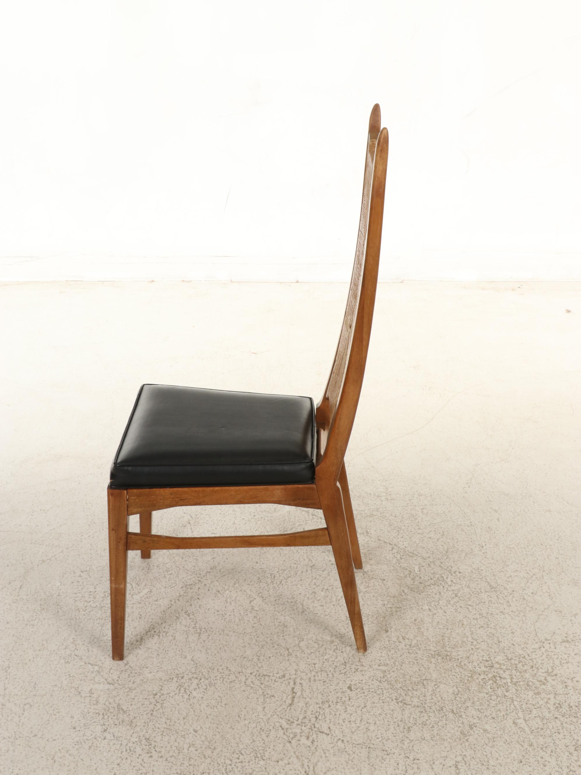 Modern Triangular Wooden Table with Woven Back Side Chair