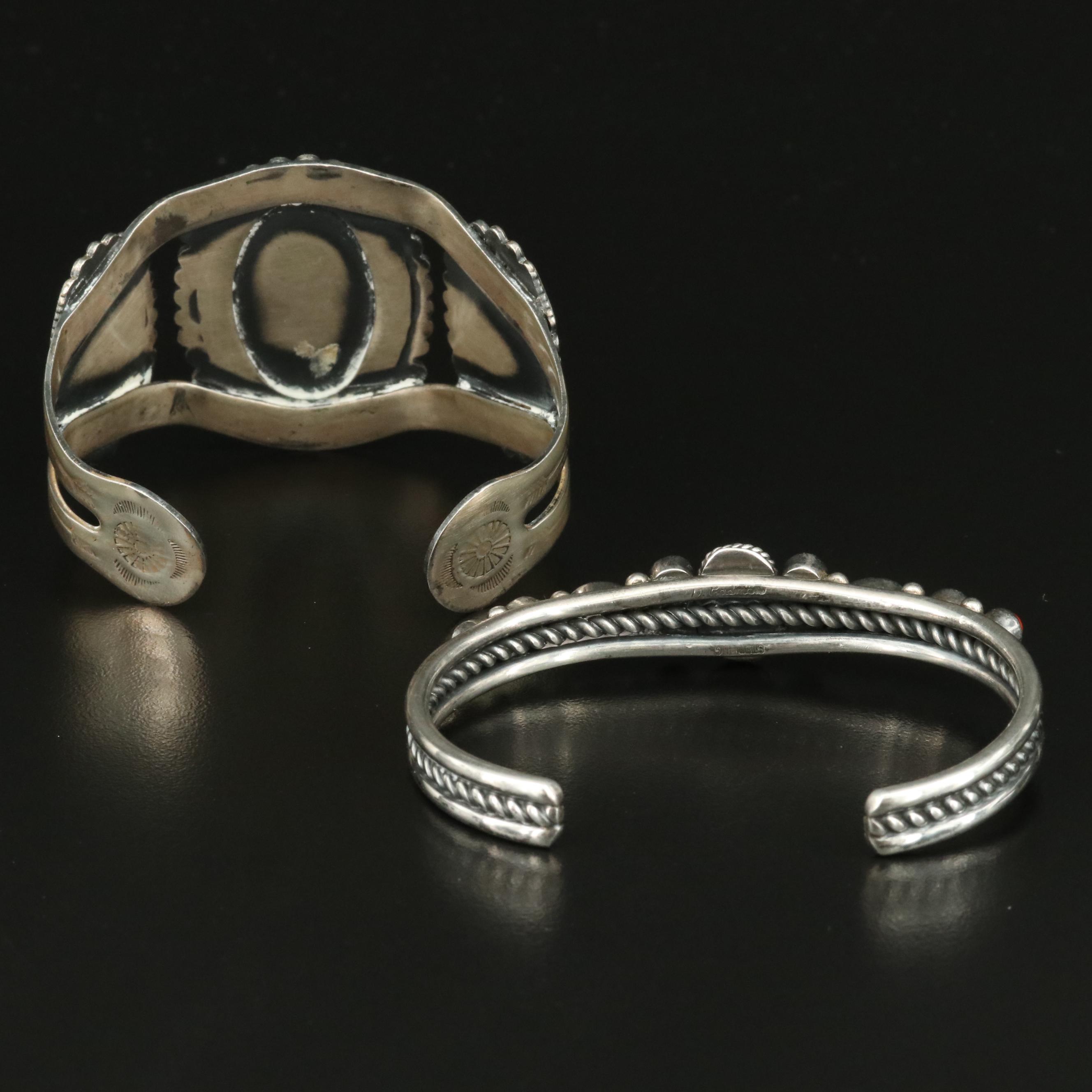 Darrel Cadman Navajo Diné Sterling Coral Cuff with Southwestern Turquoise Cuff