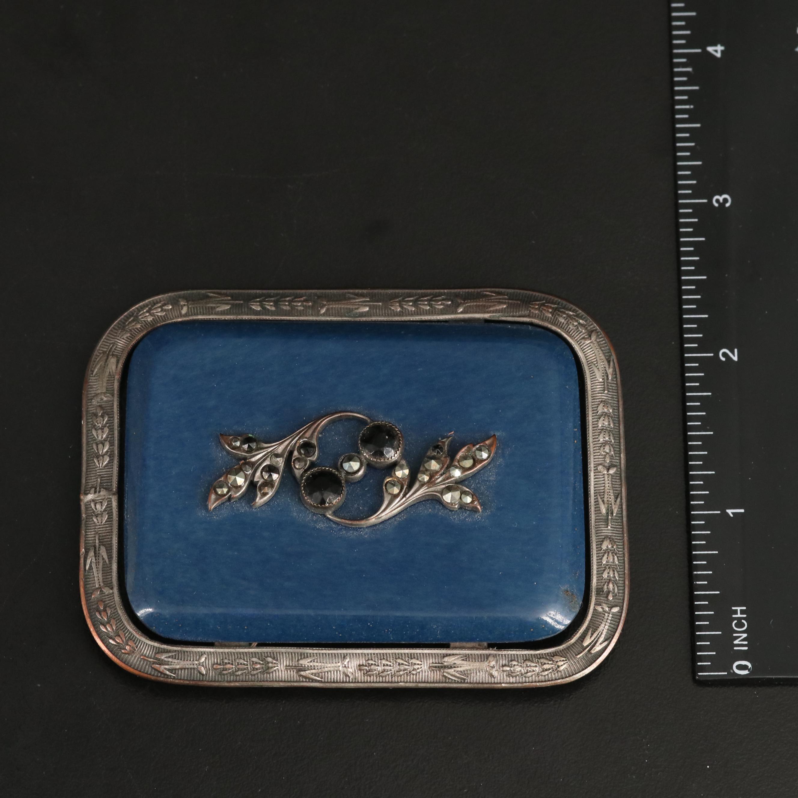 Vintage Mixed Silver Grouping Including Glass, Marcasite and Faux Jadeite