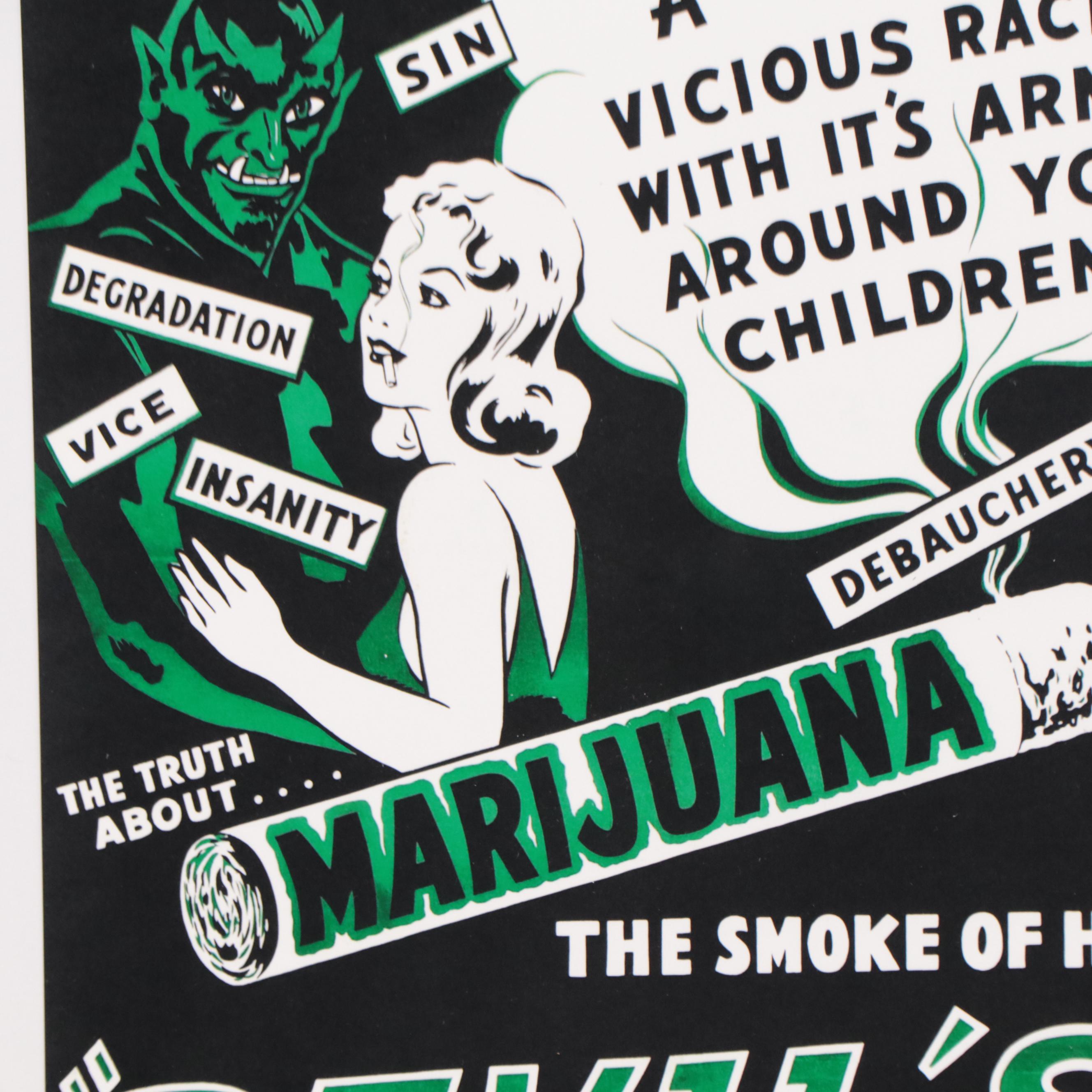 Offset Lithograph of Cannabis Propaganda Poster "Devil's Harvest," 21st Century
