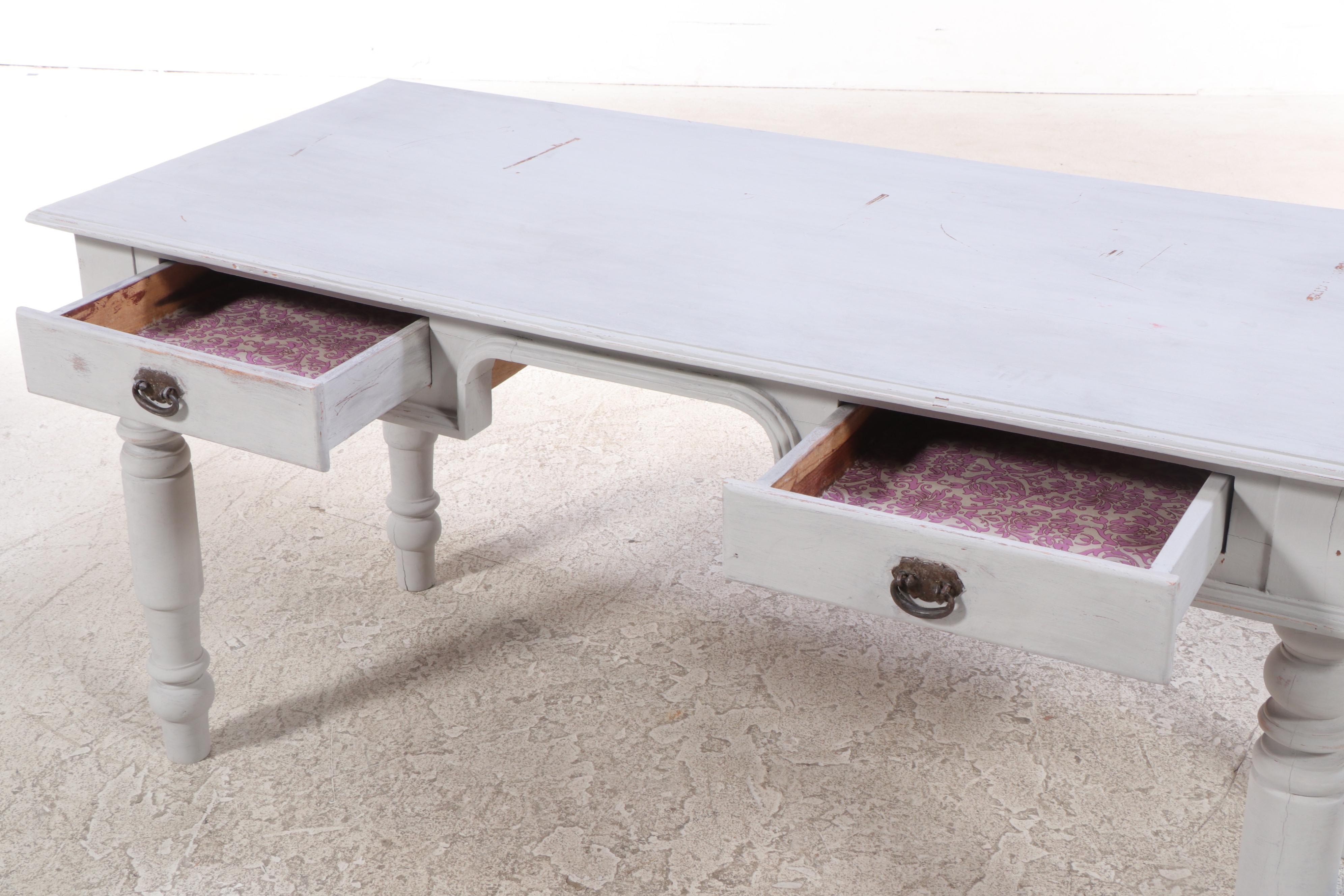 Indian Painted Hardwood Bureau Plat