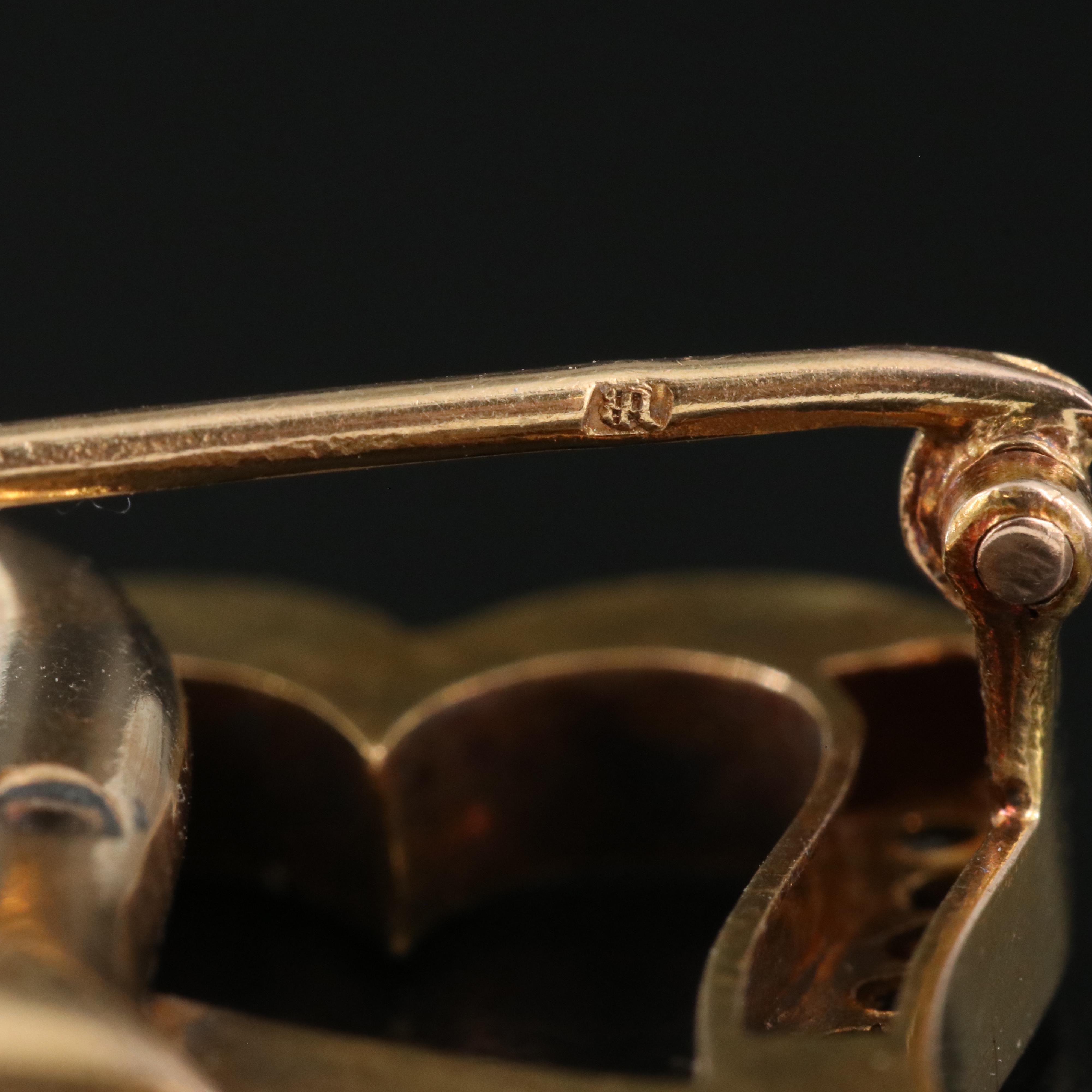 Victorian 18K 0.10 CTW Diamond Double Witch's Heart Brooch