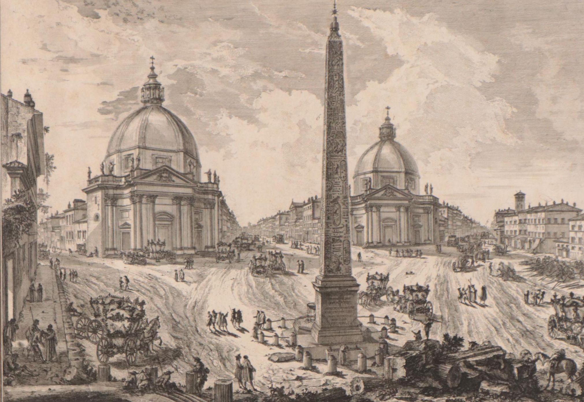 Giovanni Battista Piranesi Etching "Veduta della Piazza del Popolo"