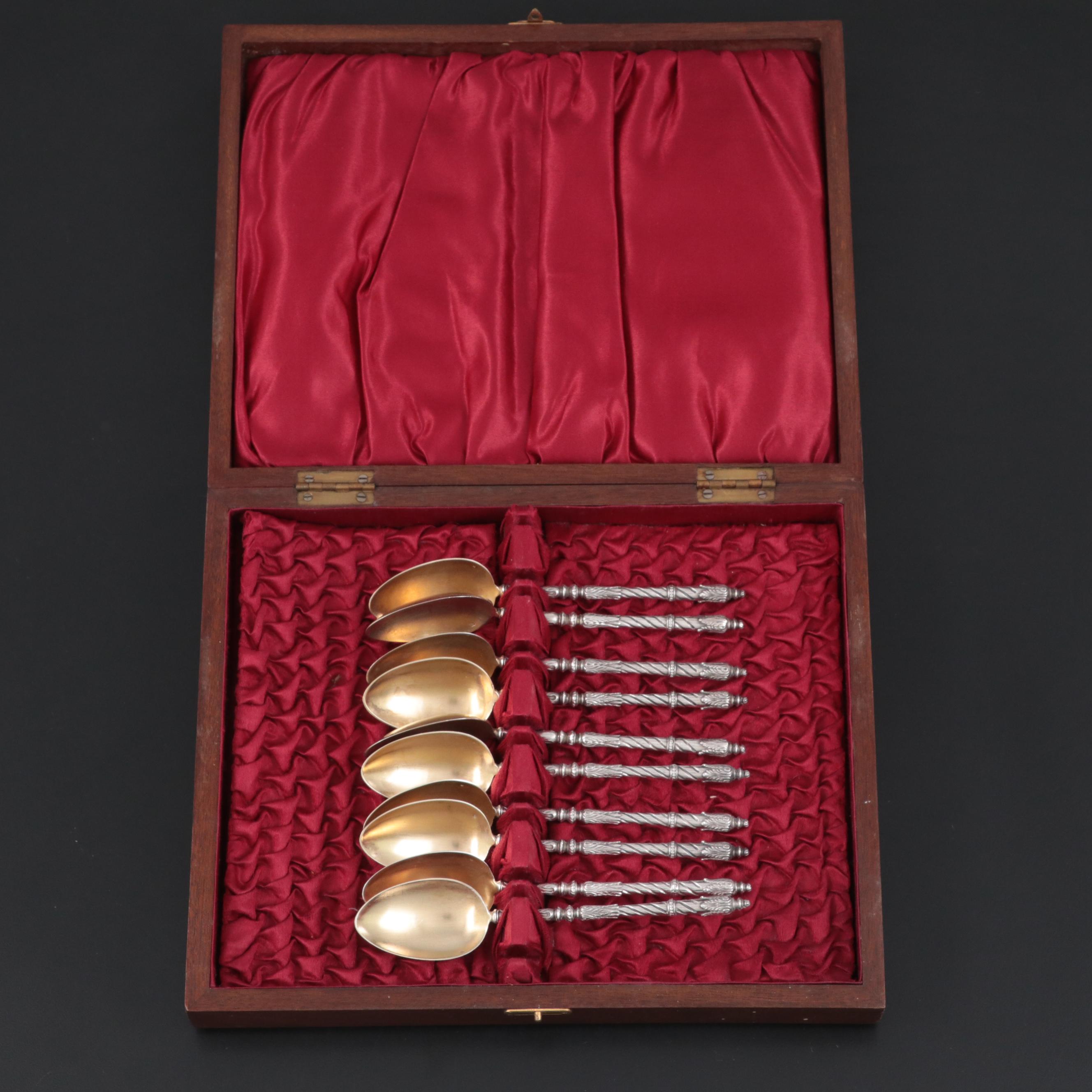 Hénin & Cie French 800 Silver Teaspoons in Presentation Case