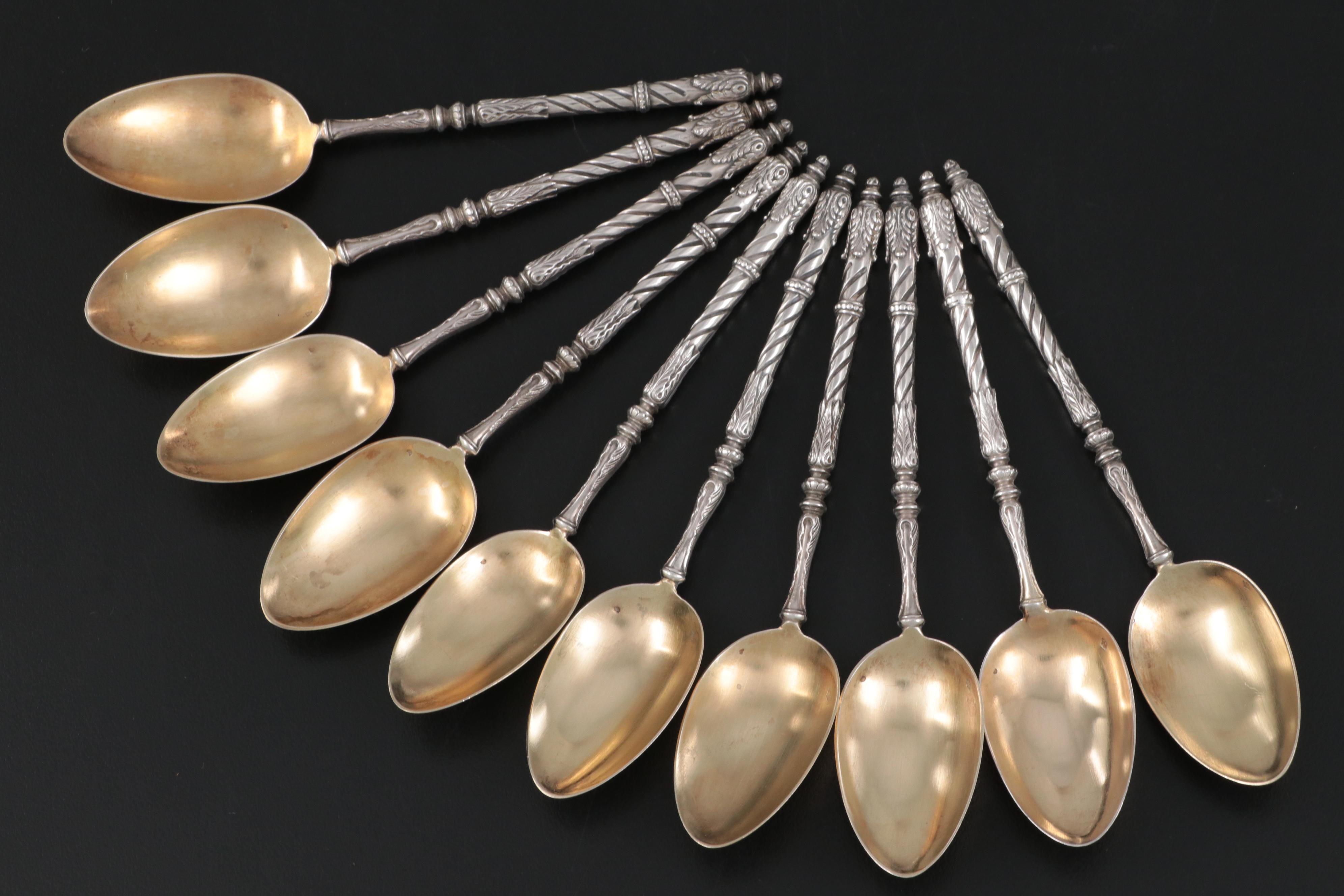 Hénin & Cie French 800 Silver Teaspoons in Presentation Case