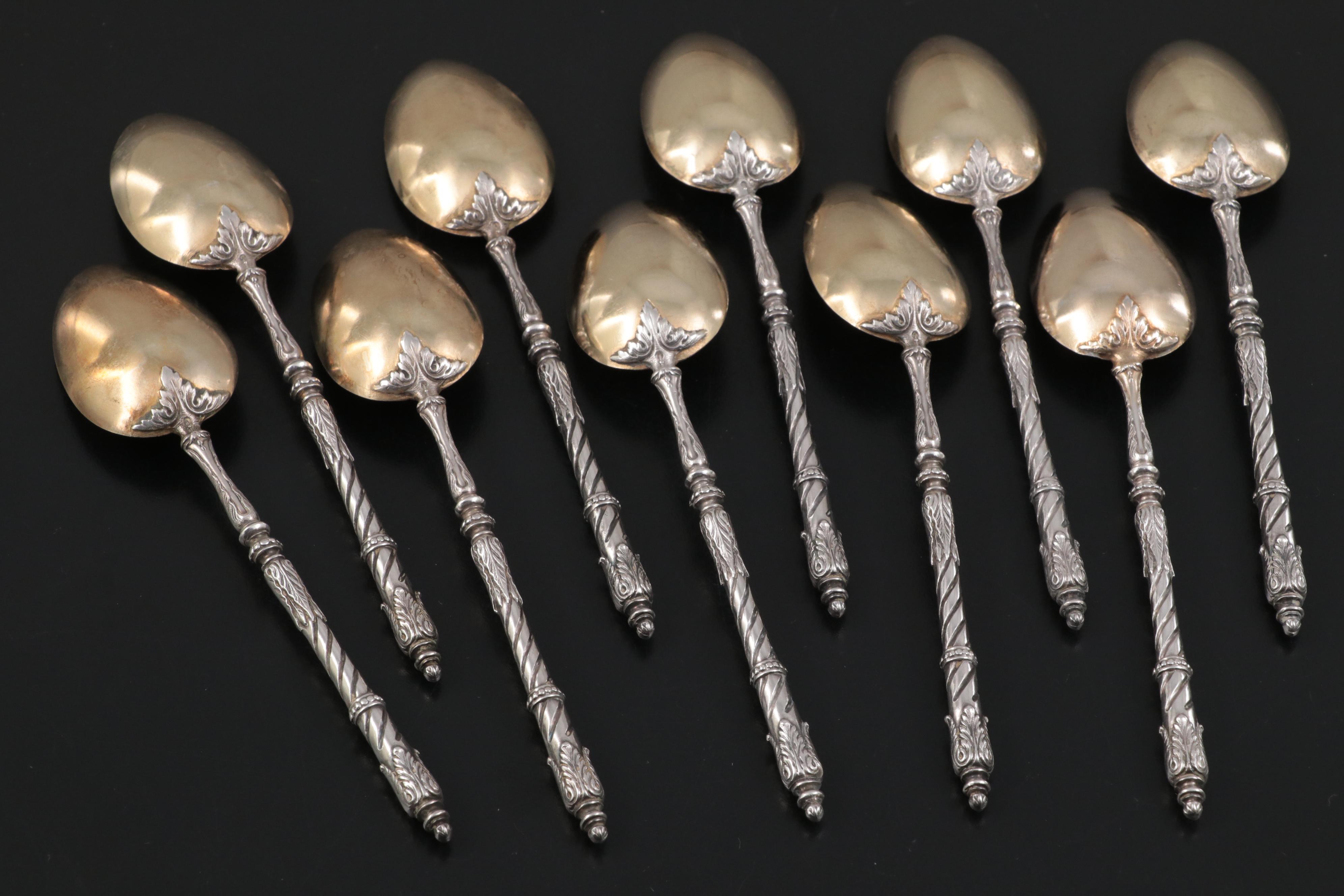 Hénin & Cie French 800 Silver Teaspoons in Presentation Case