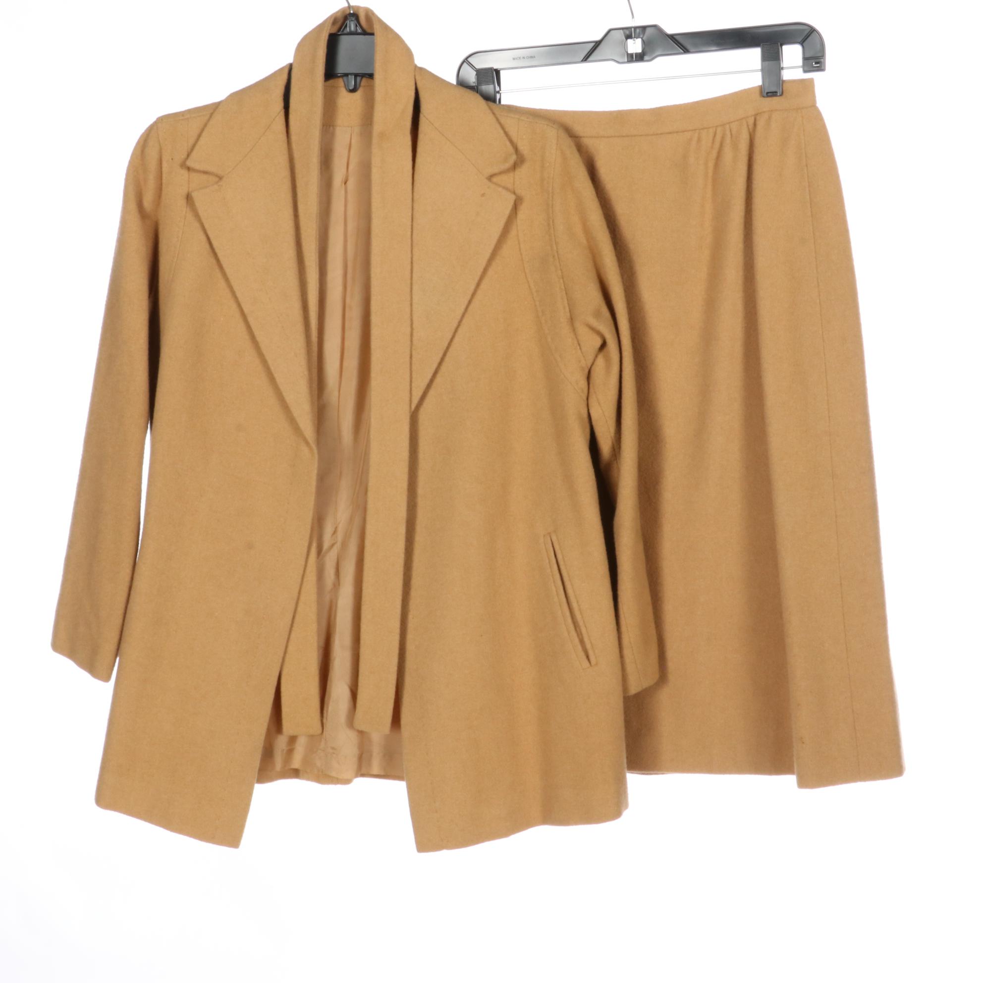 Camelite Belted Skirt Set in Camel Hair and Wool with Other Wool Skirt Sets
