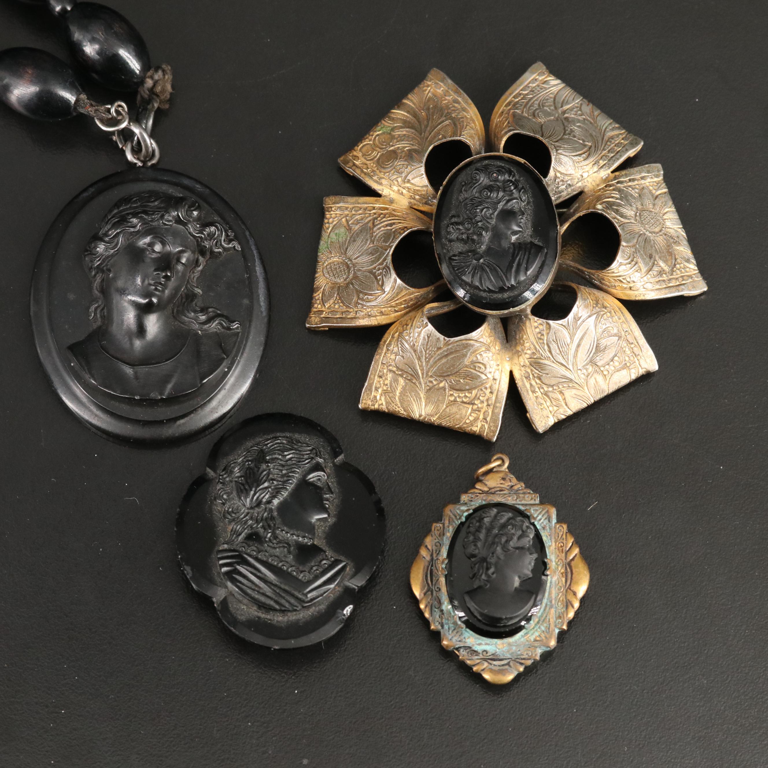 Vintage Grouping Including Vulcanite, Glass and Wood