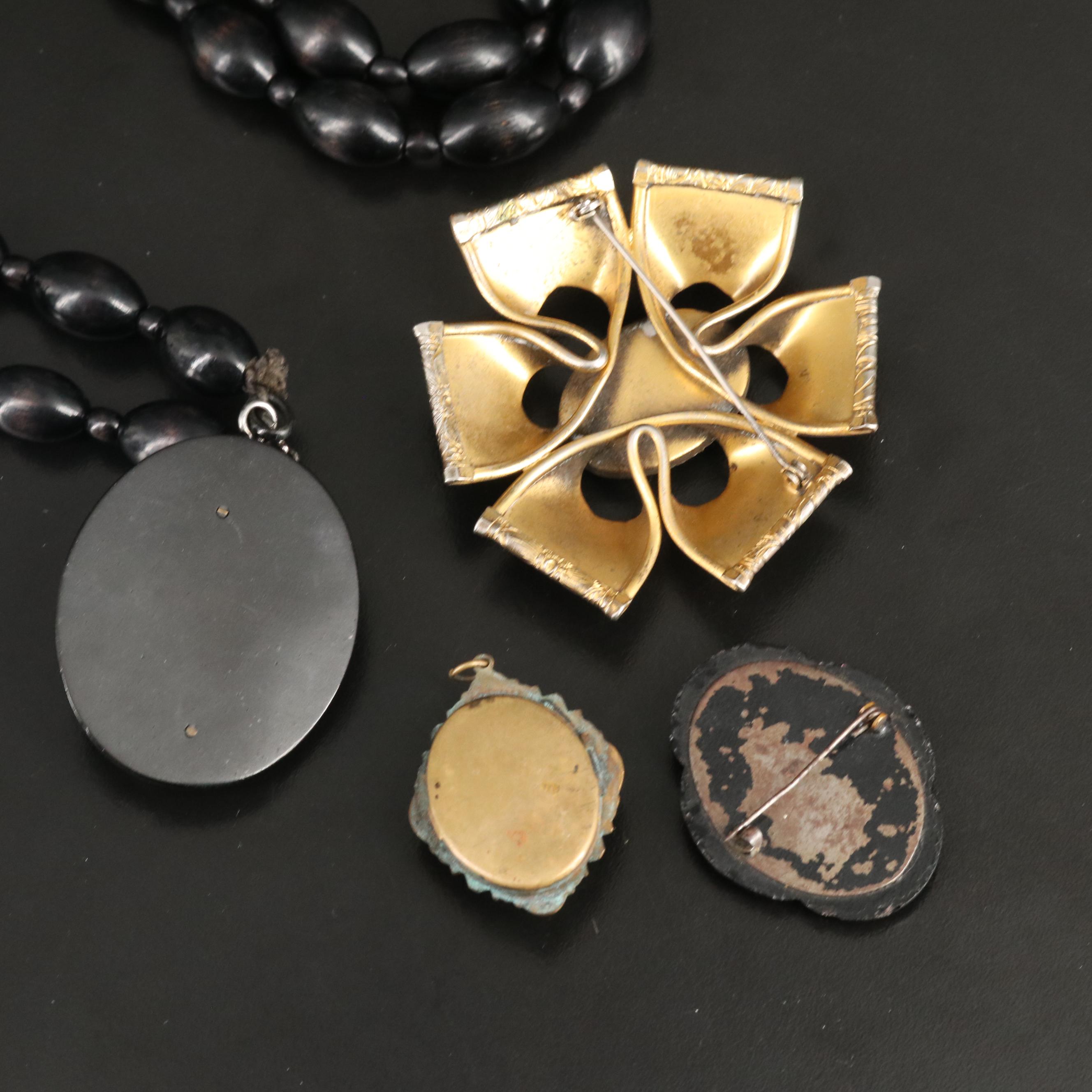 Vintage Grouping Including Vulcanite, Glass and Wood