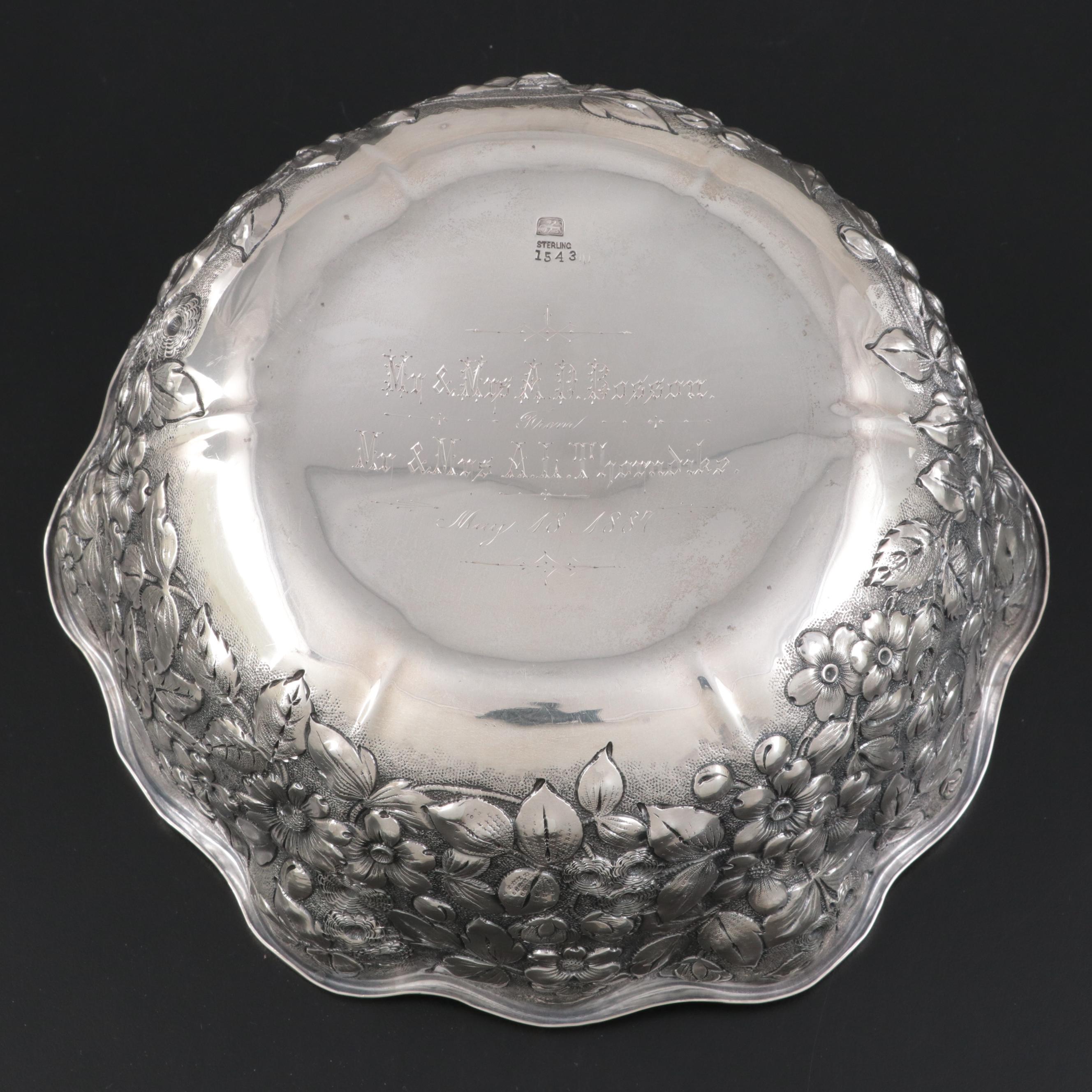Whiting Mfg. Co. Inscribed Sterling Silver Fruit Serving Bowl, 1887