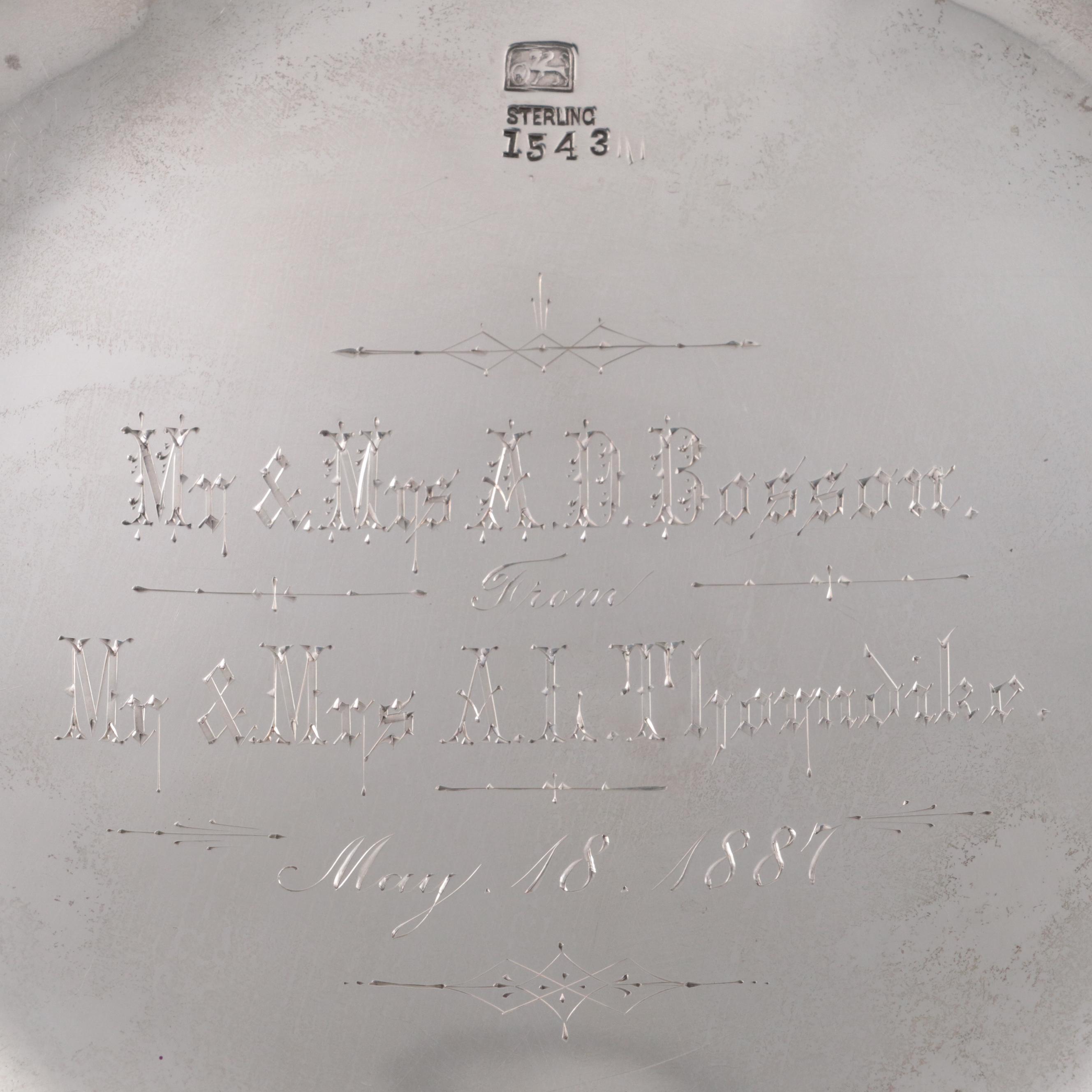 Whiting Mfg. Co. Inscribed Sterling Silver Fruit Serving Bowl, 1887