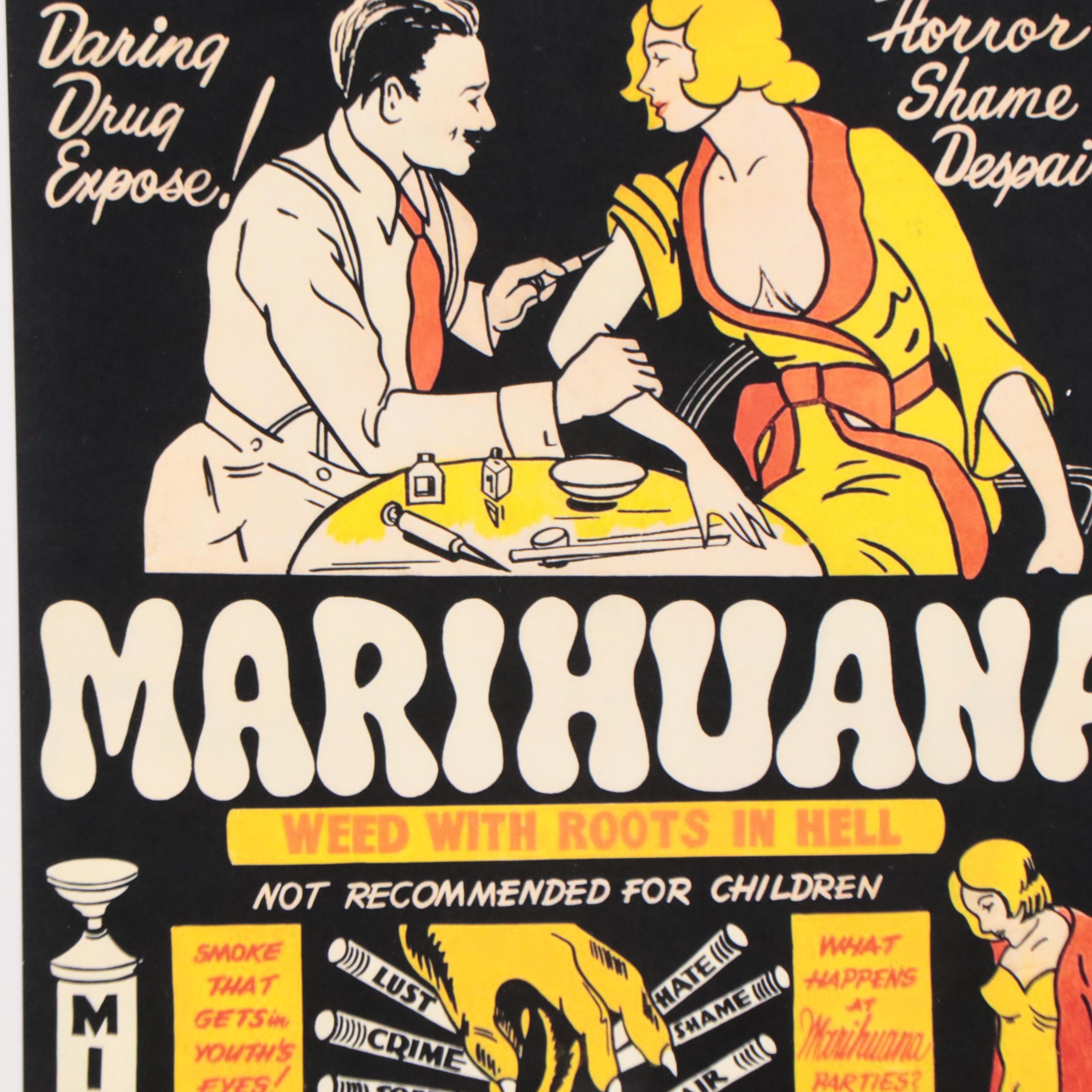 Offset Lithograph of Cannabis Propaganda Poster "Marihuana," 21st Century