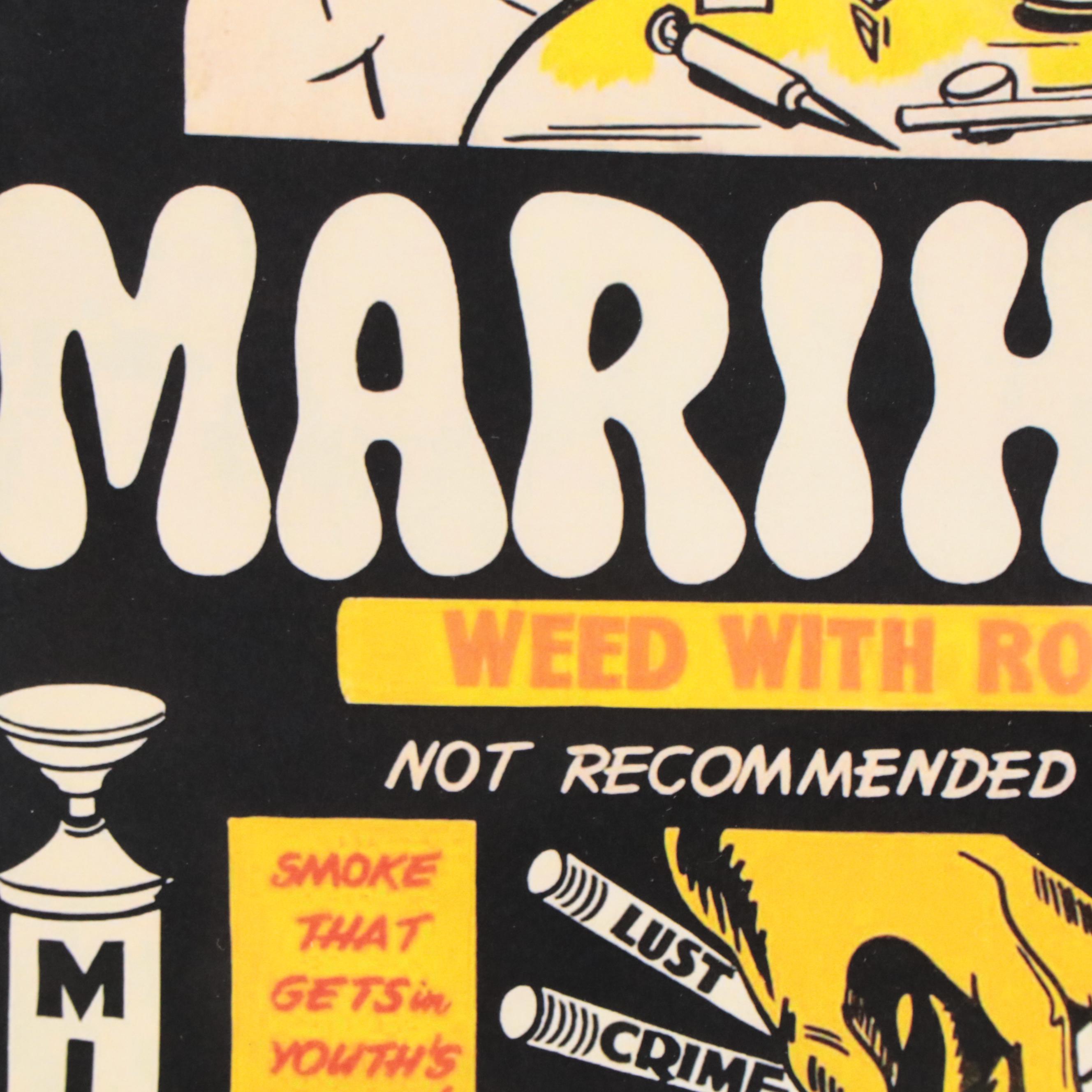 Offset Lithograph of Cannabis Propaganda Poster "Marihuana," 21st Century