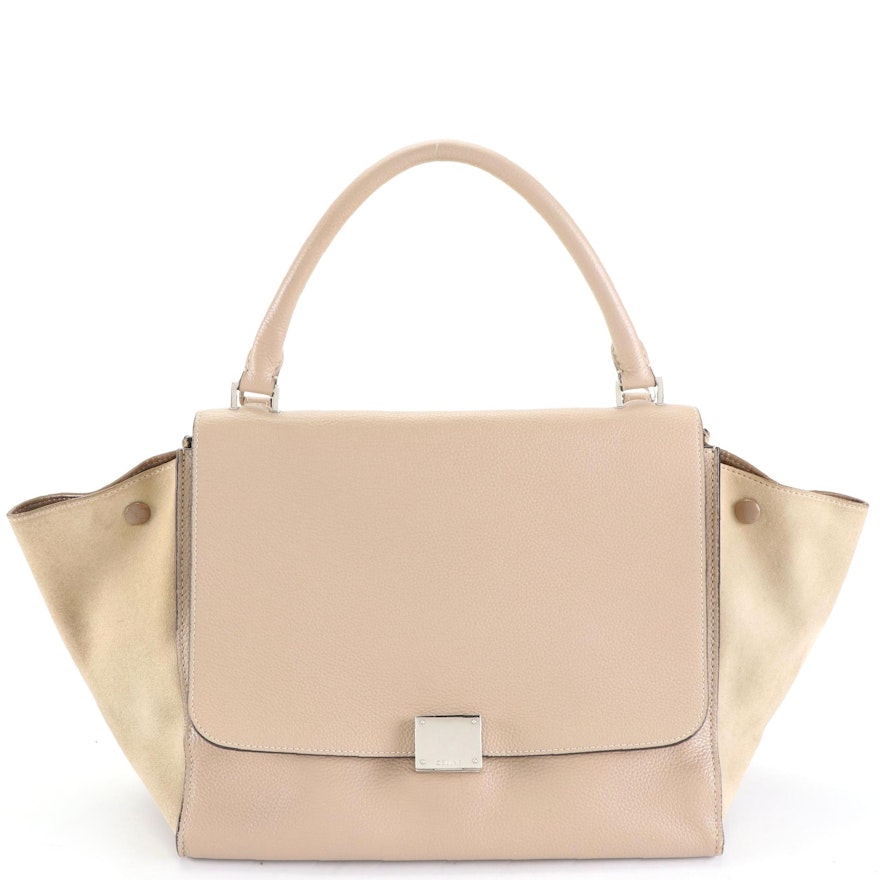 Céline Medium Trapeze Handbag in Suede and Grained Leather