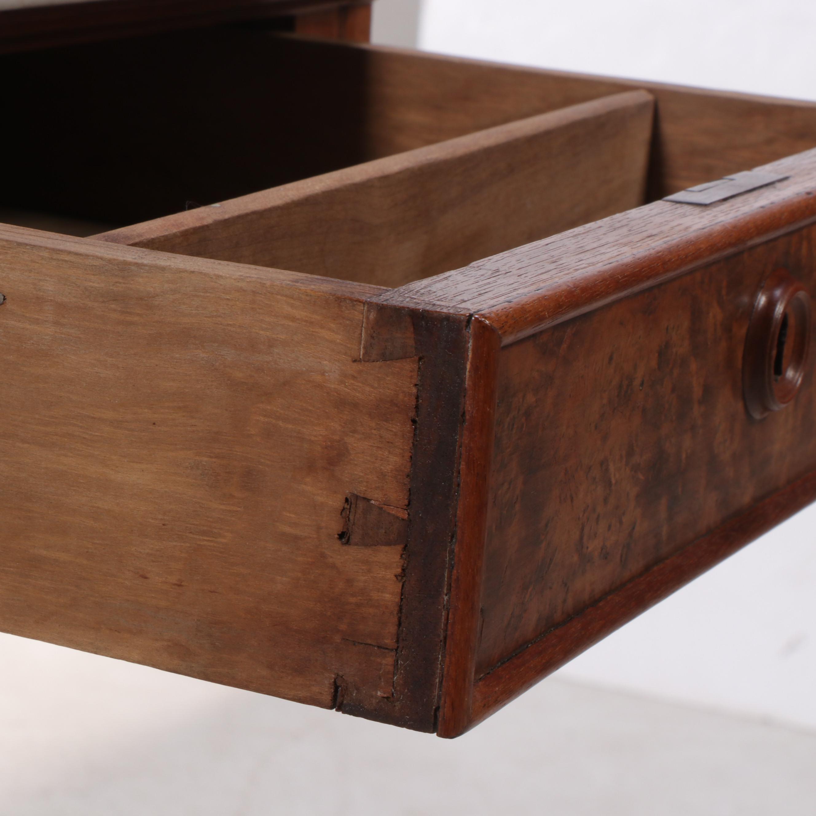 Victorian Walnut, Burl Walnut and Marble Shaving Stand, Mid to Late 19th Century