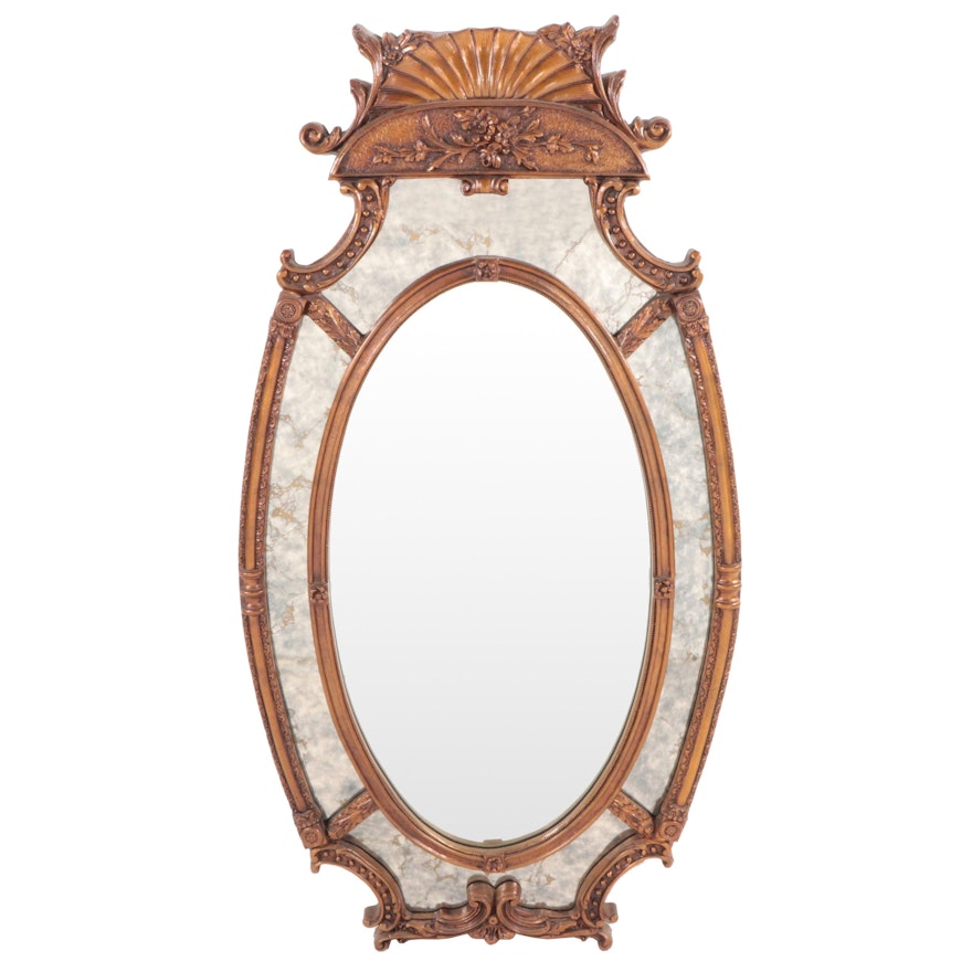 Baroque Style Composite Framed Oval Wall Mirror, Late 20th Century