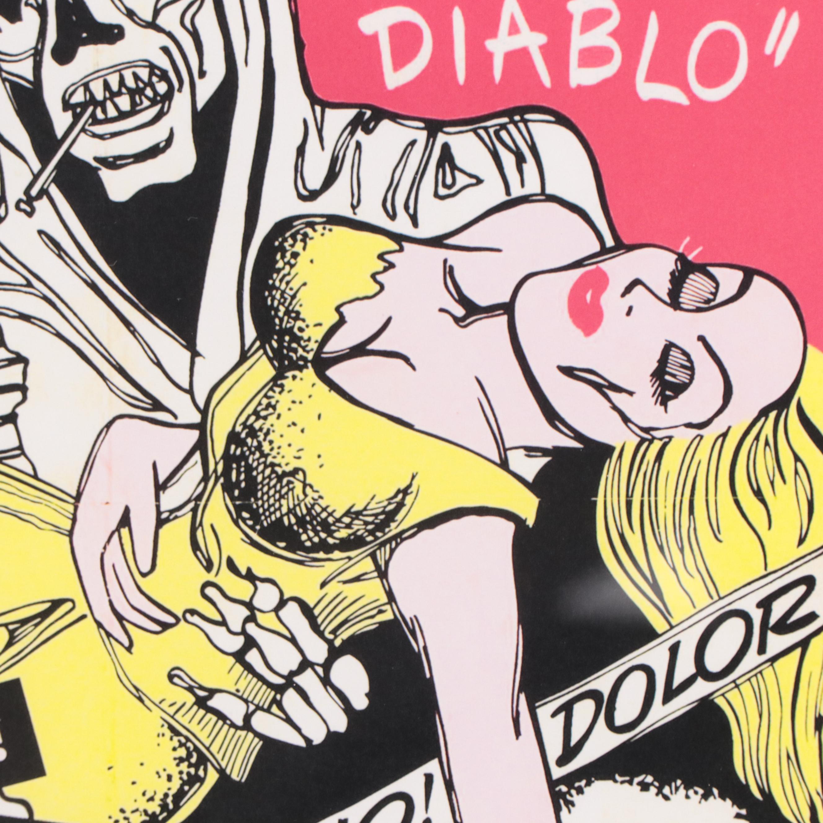 Offset Lithograph of Cannabis Propaganda Poster "El Tabaco Negro del Diablo"