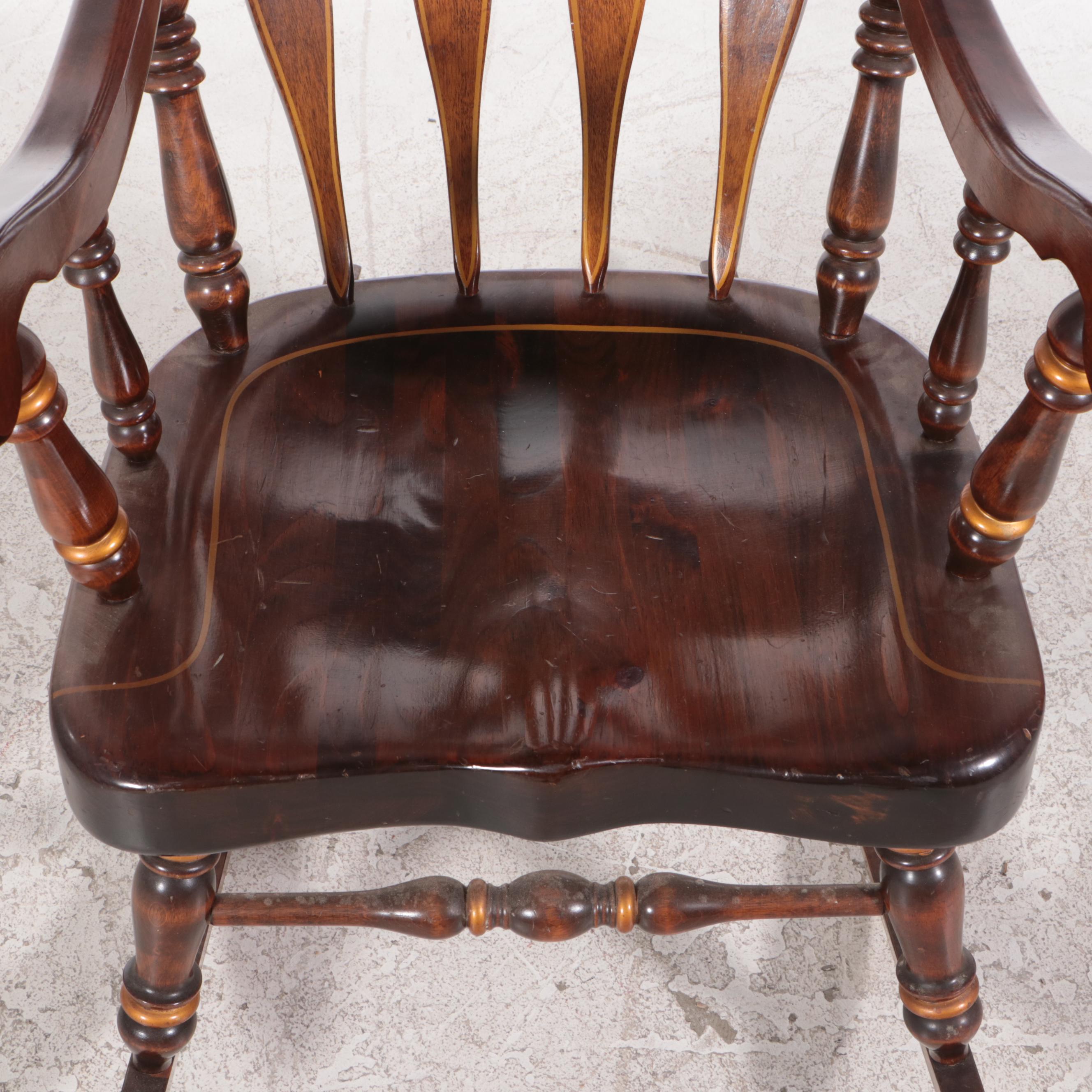 American Colonial Style Pine and Stencil-Decorated Rocking Chair
