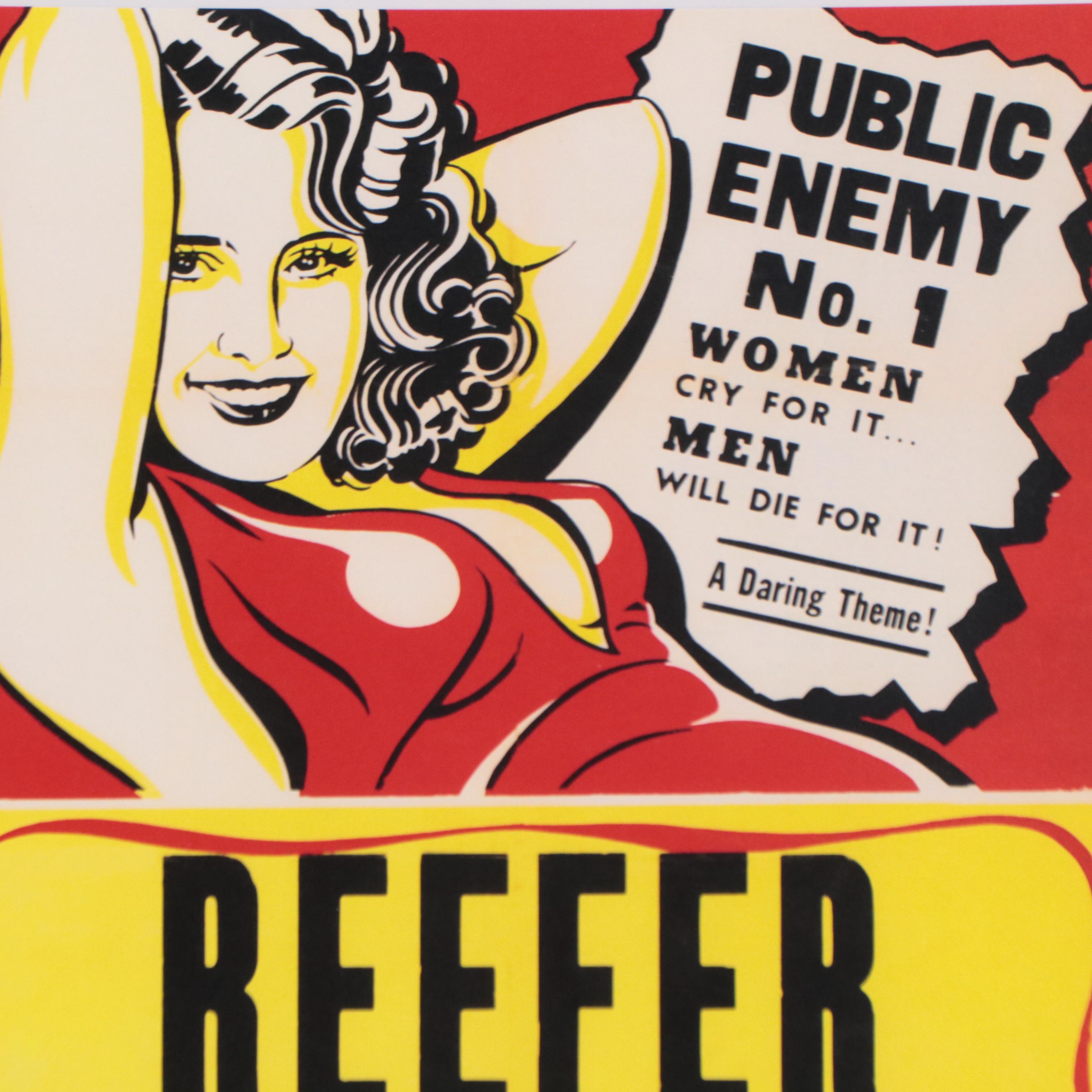 Offset Lithograph of Cannabis Propaganda Poster "Reefer Madness"