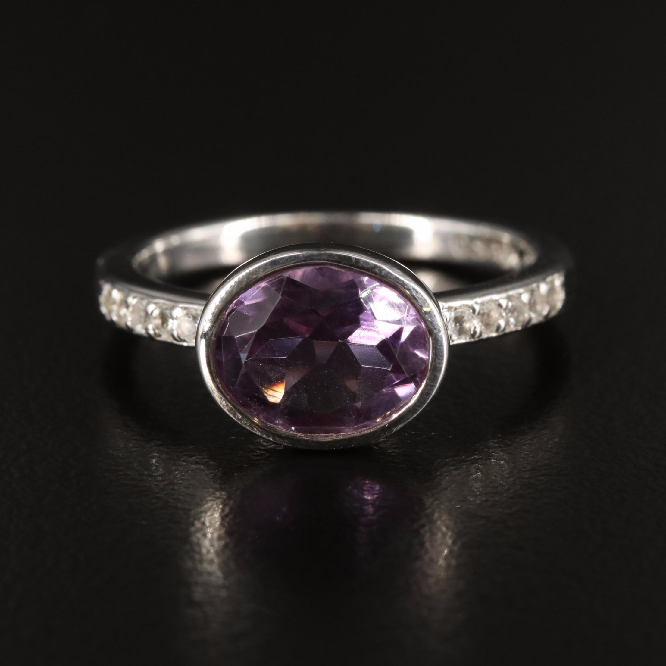 Sterling Amethyst and White Topaz Ring