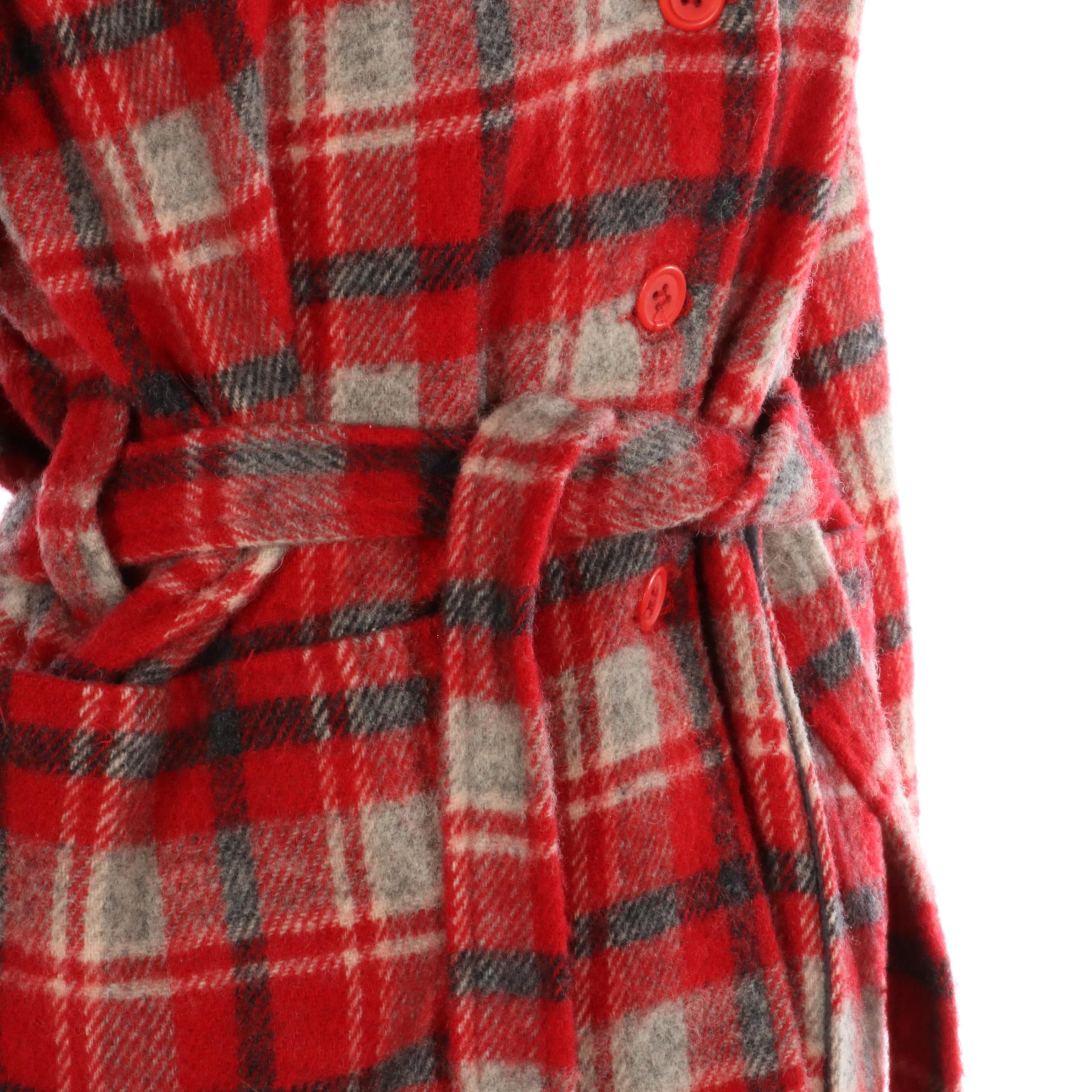 Woolrich Woman Plaid Woolen Jacket with Tie Belt