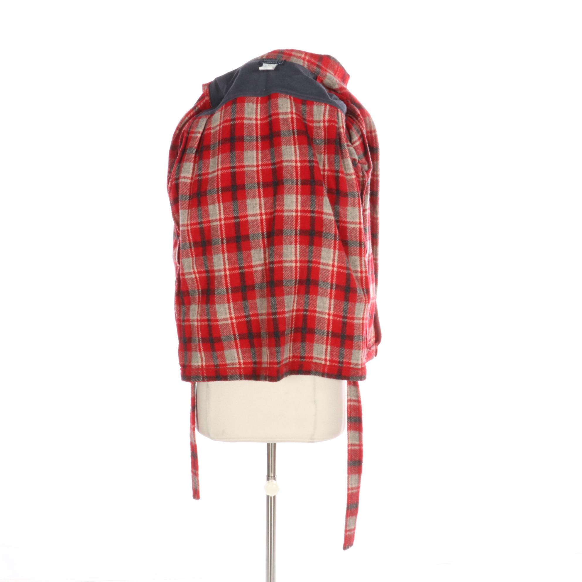 Woolrich Woman Plaid Woolen Jacket with Tie Belt
