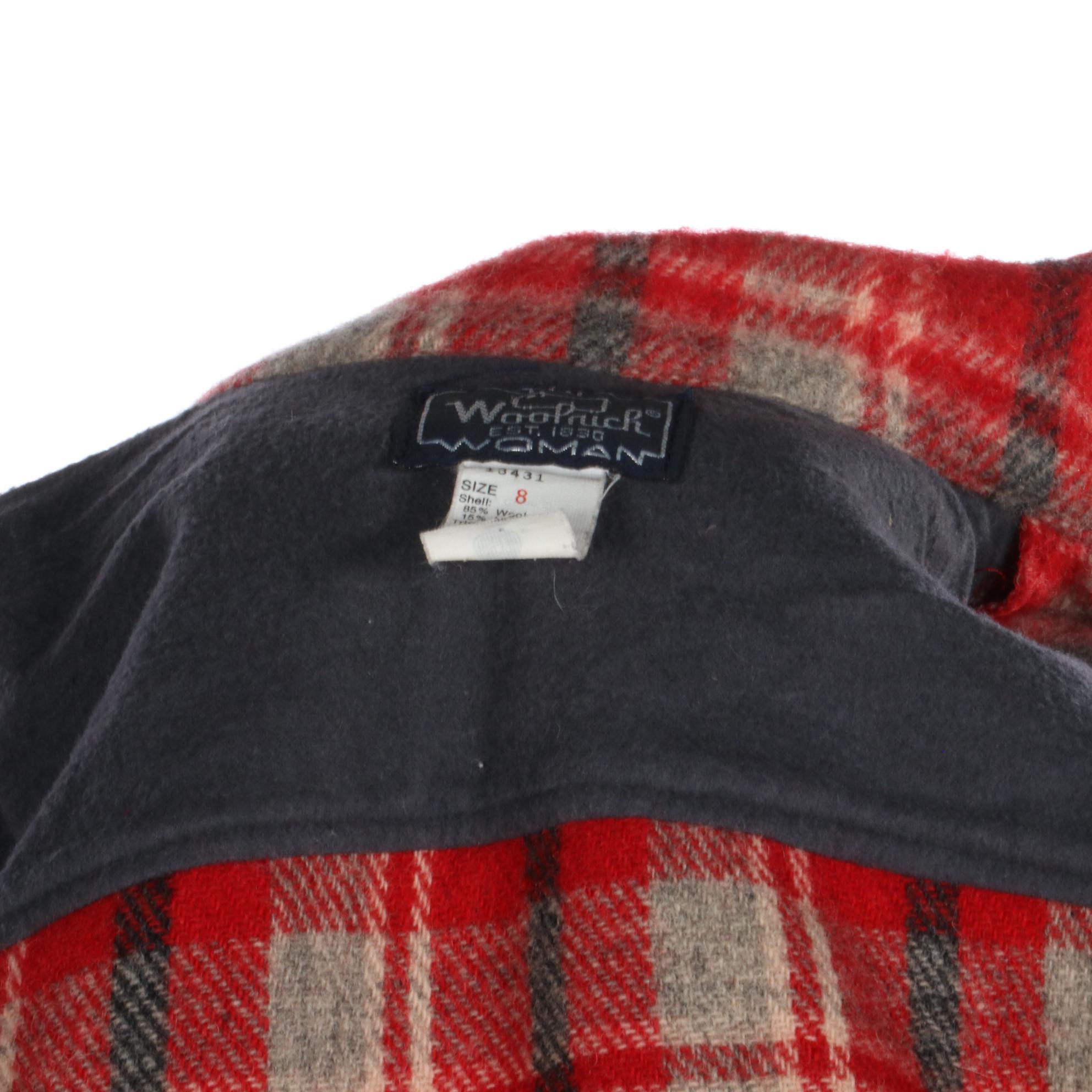 Woolrich Woman Plaid Woolen Jacket with Tie Belt
