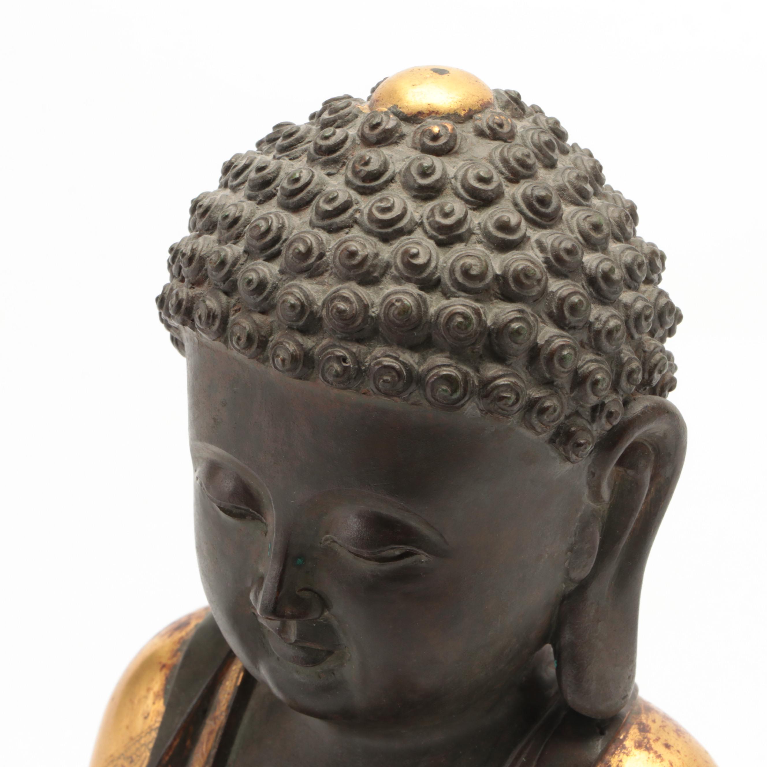 Chinese Buddhist Gilt Bronze Sculpture of Buddha in Abhaya Mudra
